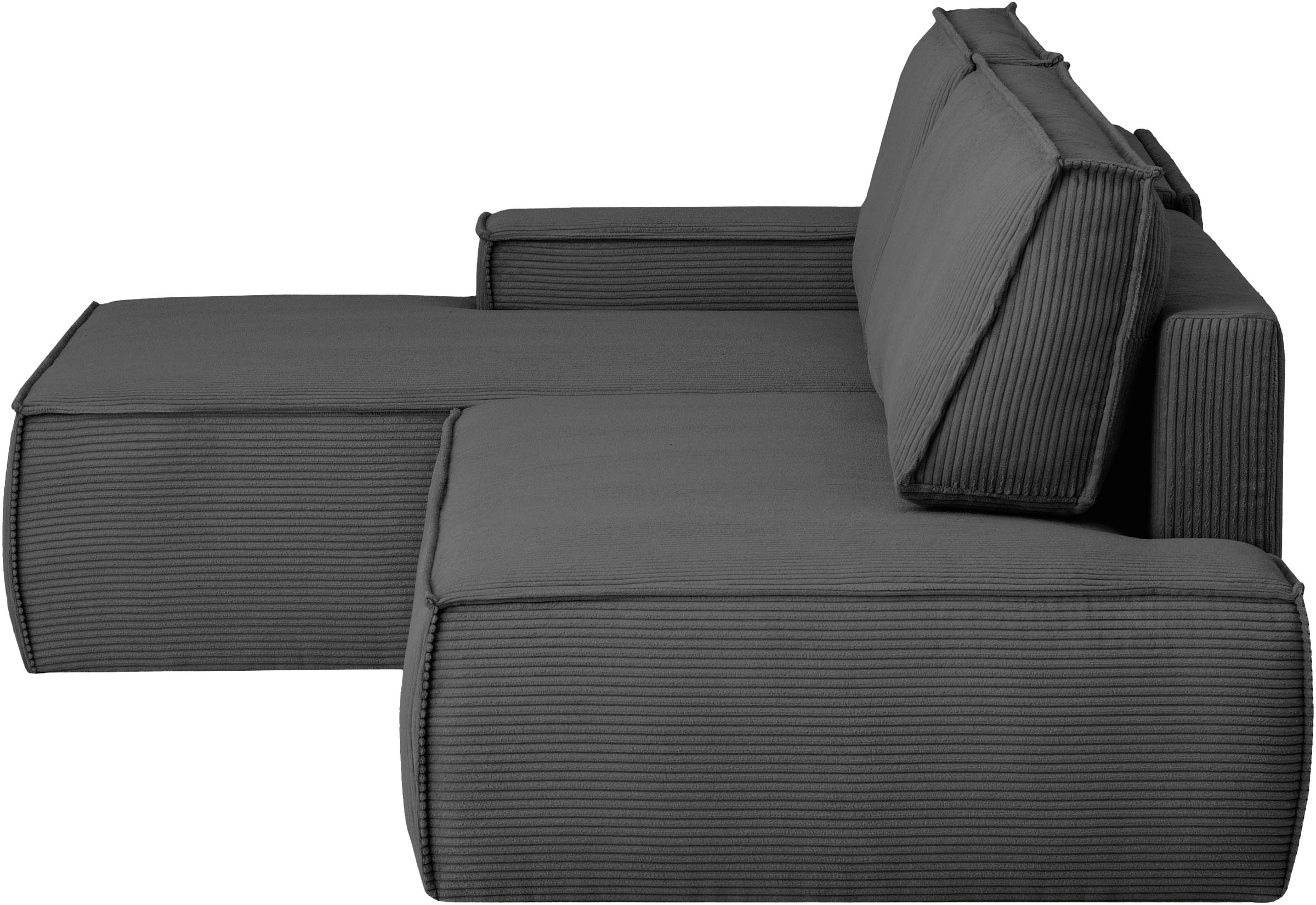 Home affaire Ecksofa »SHERWOOD, Schlafsofa in L-Form offen (275cm), Cord, Leinenoptik«, Schlaffunktion und Bettkasten, Kedernaht, hoher Sitz- & Liegekomfort
