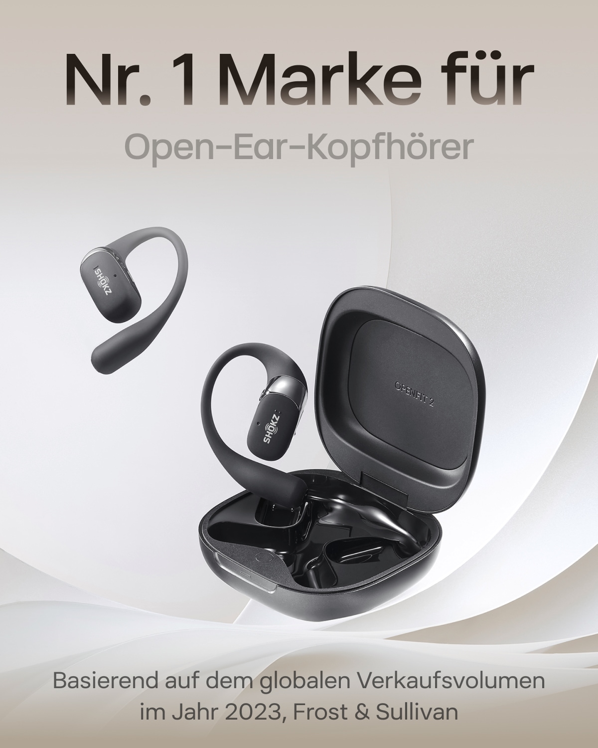 Shokz Open-Ear-Kopfhörer »OpenFit 2+ inklusive Schutzhülle«, A2DP Bluetooth, Freisprechfunktion-True Wireless