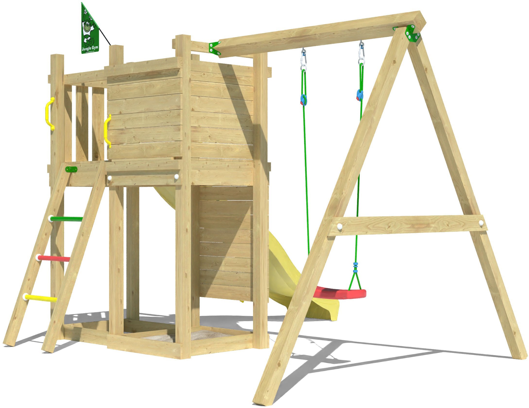 Jungle Gym Spielturm »Deck«, (Set), Spielanlage mit Schaukel und Rutsche mit Wasseranschluss