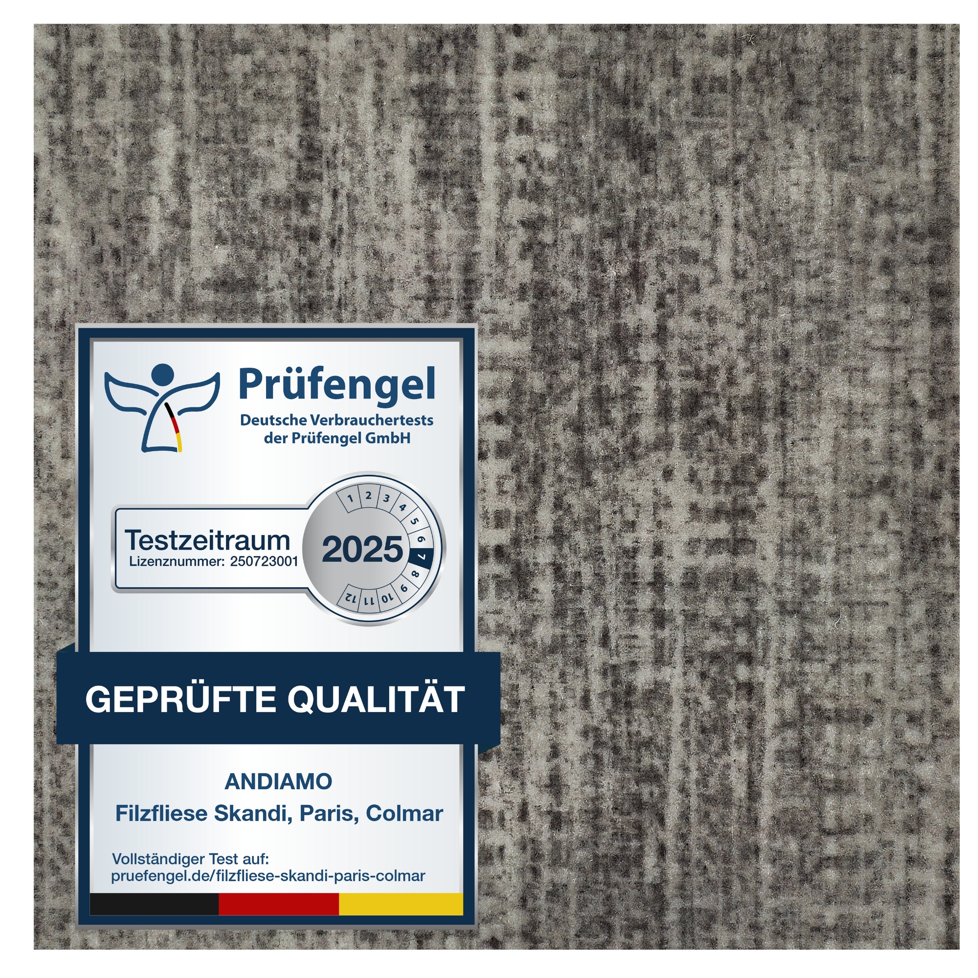 ANDIAMO Teppichfliese "Paris Nadelfilz", B : 40cm 1 Stk., 4mm, 4 qm qm, L: 40cm, grau, Teppiche, 40x40 cm, selbstklebend, robust & strapazierfähig,