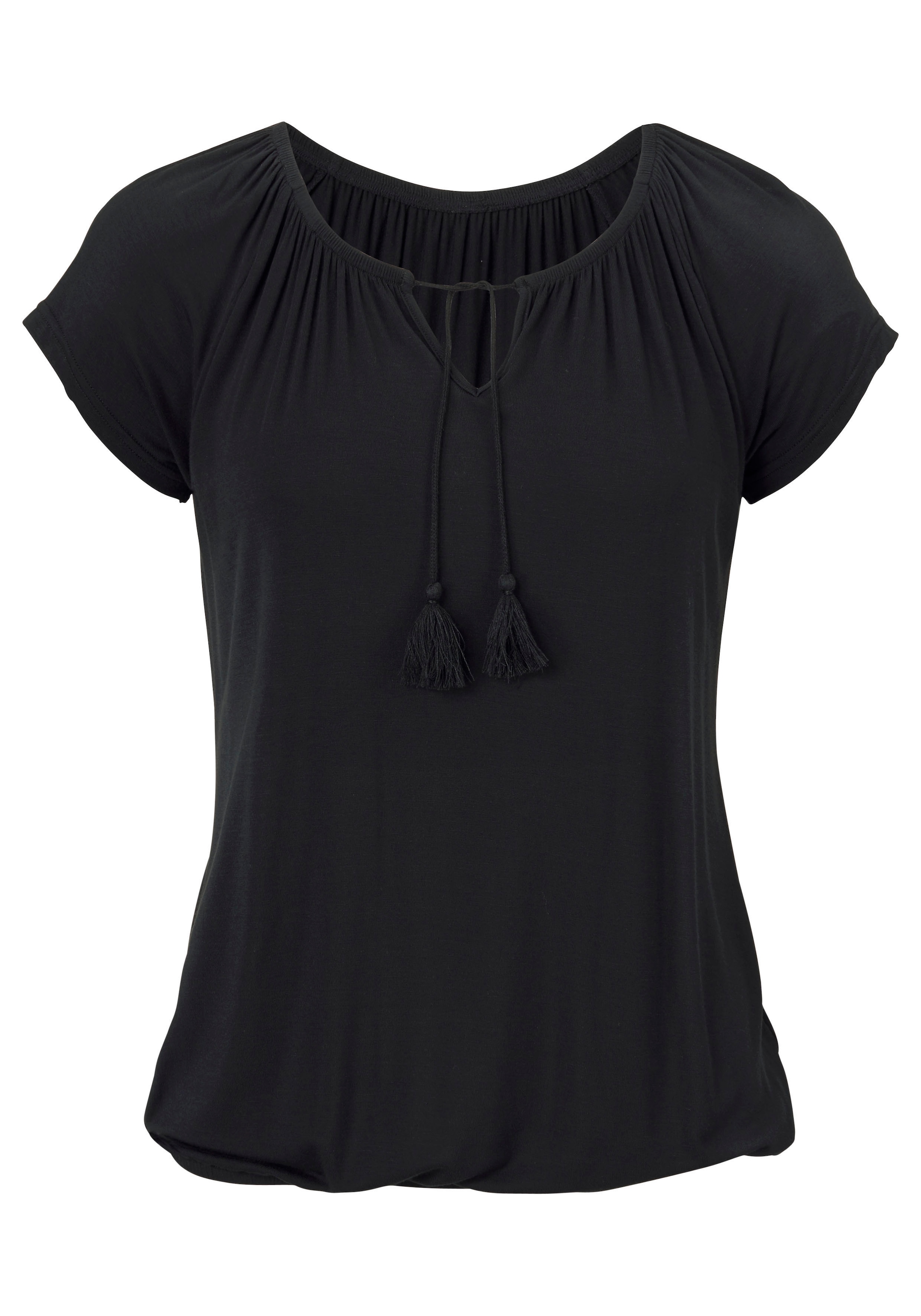 Vivance Kurzarmshirt »mit leicht gerafftem Ausschnitt«, (2er-Pack), aus weichem Viskose-Stretch