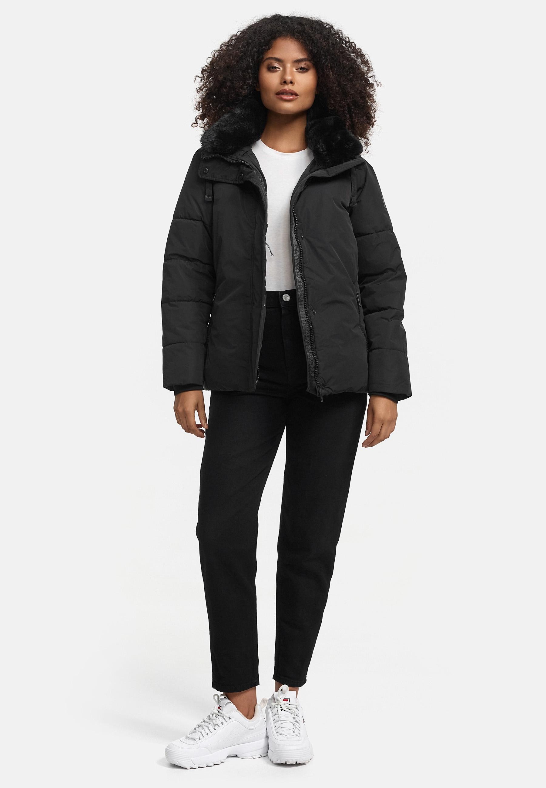 Navahoo Winterjacke »Frostii XIV«, ohne Kapuze, modische Damen Winter Steppjacke mit Kunstfellkragen