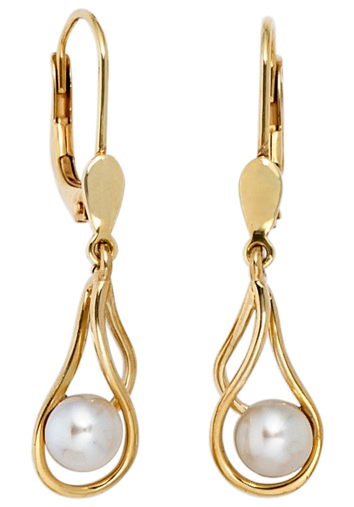JOBO Perlenohrringe »Ohrringe mit Perlen«, 585 Gold mit Süßwasser-Zuchtperlen