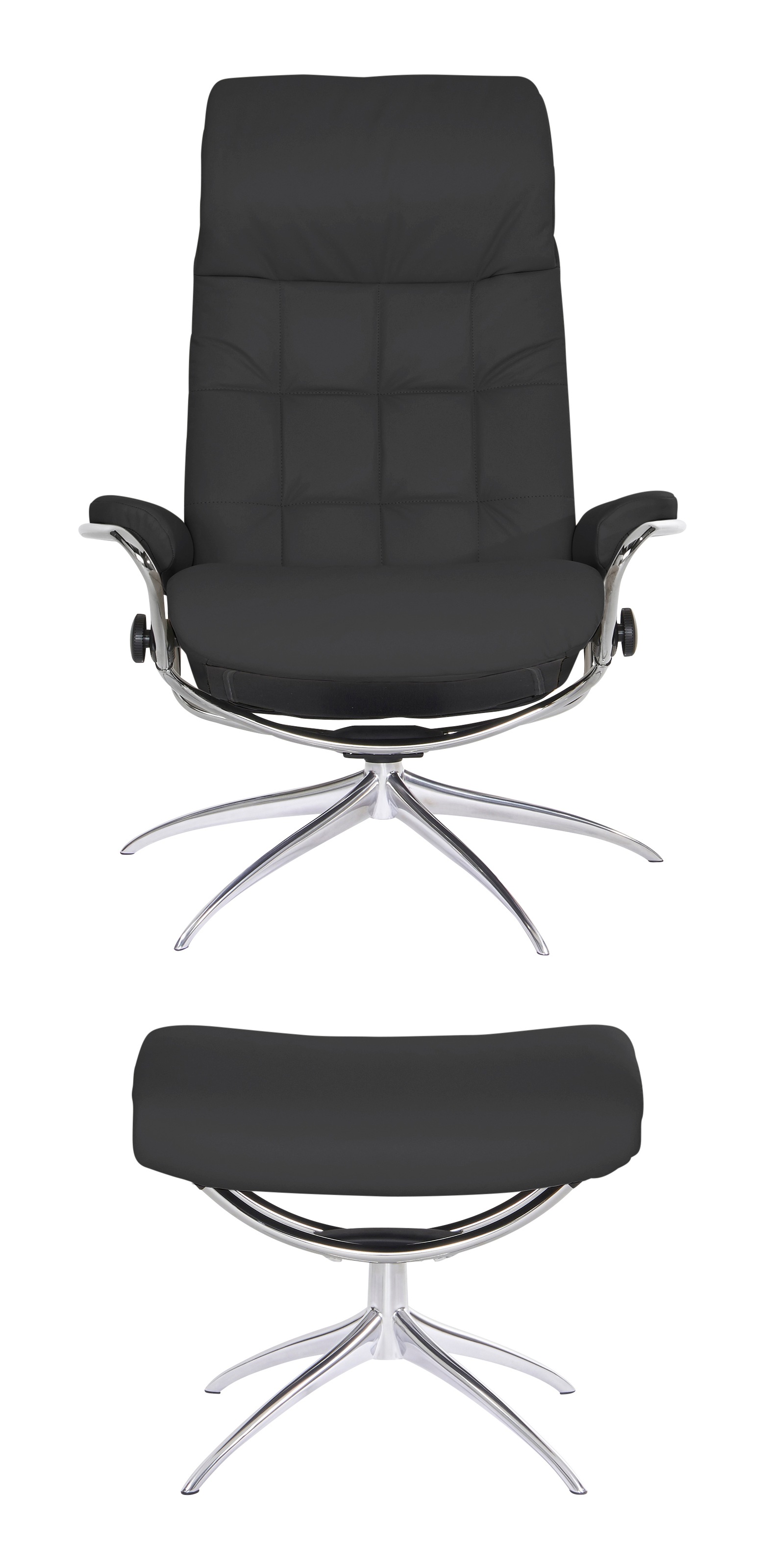 Stressless® Relaxsessel »London«, (Set, Relaxsessel mit Hocker), mit Hocker, High Back, mit Star Base, Gestell Chrom