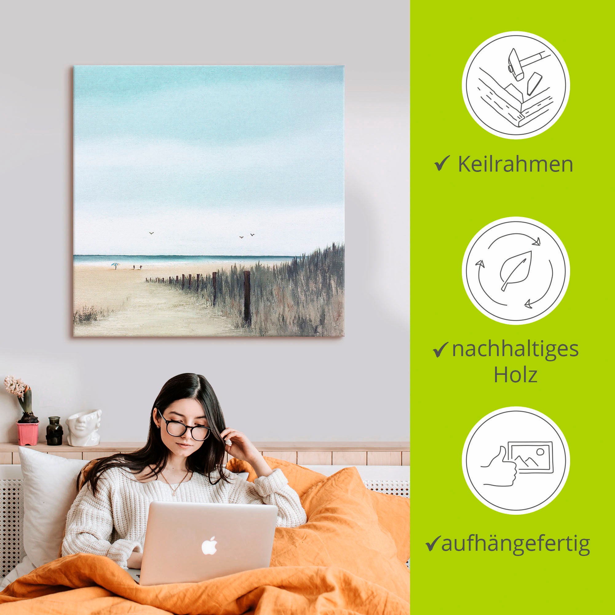 Artland Wandbild »Sonniger Morgen I«, Strand, (1 St.), als Leinwandbild, Poster in verschied. Größen