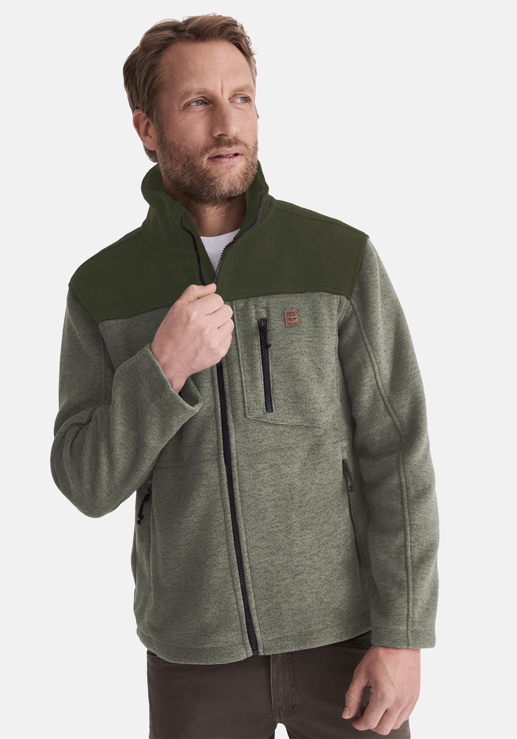 HERO by John Medoox Fleecejacke "JOEL Heavy Strick-Fleecejacke" Sherpa flee günstig online kaufen