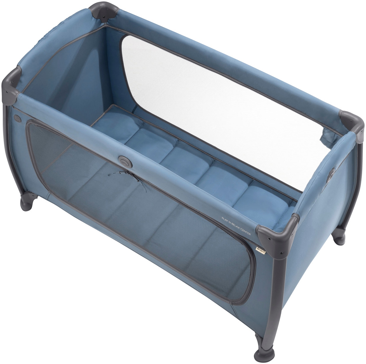 Hauck Baby-Reisebett »Play N Relax Center, dark blue«, inkl. Neugeboreneneinhang, Wickelmulde, Ausstieg, Räder