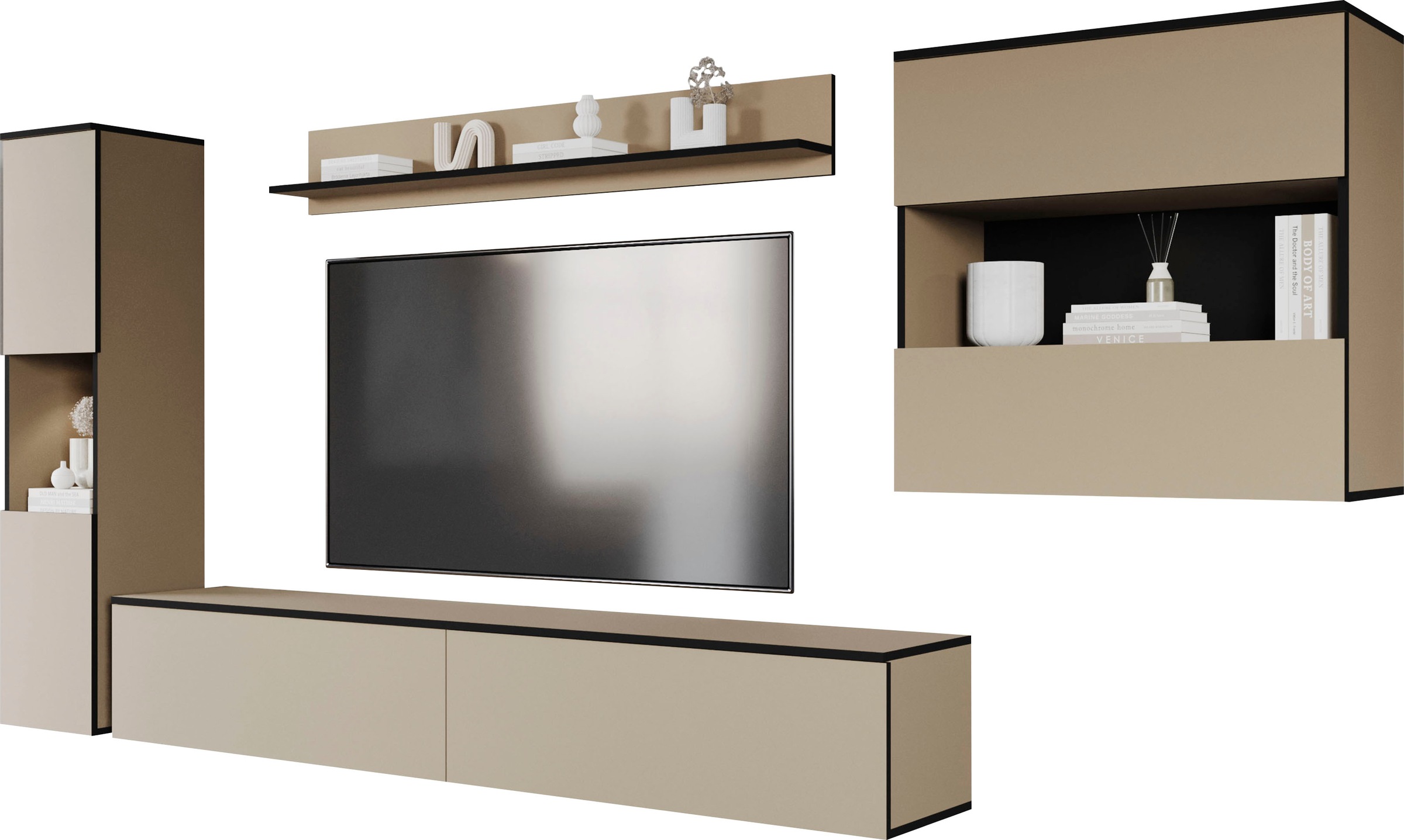 INOSIGN Wohnwand "PARIS, Vitrine Türanschlag links/rechts wechselbar", (Kom günstig online kaufen