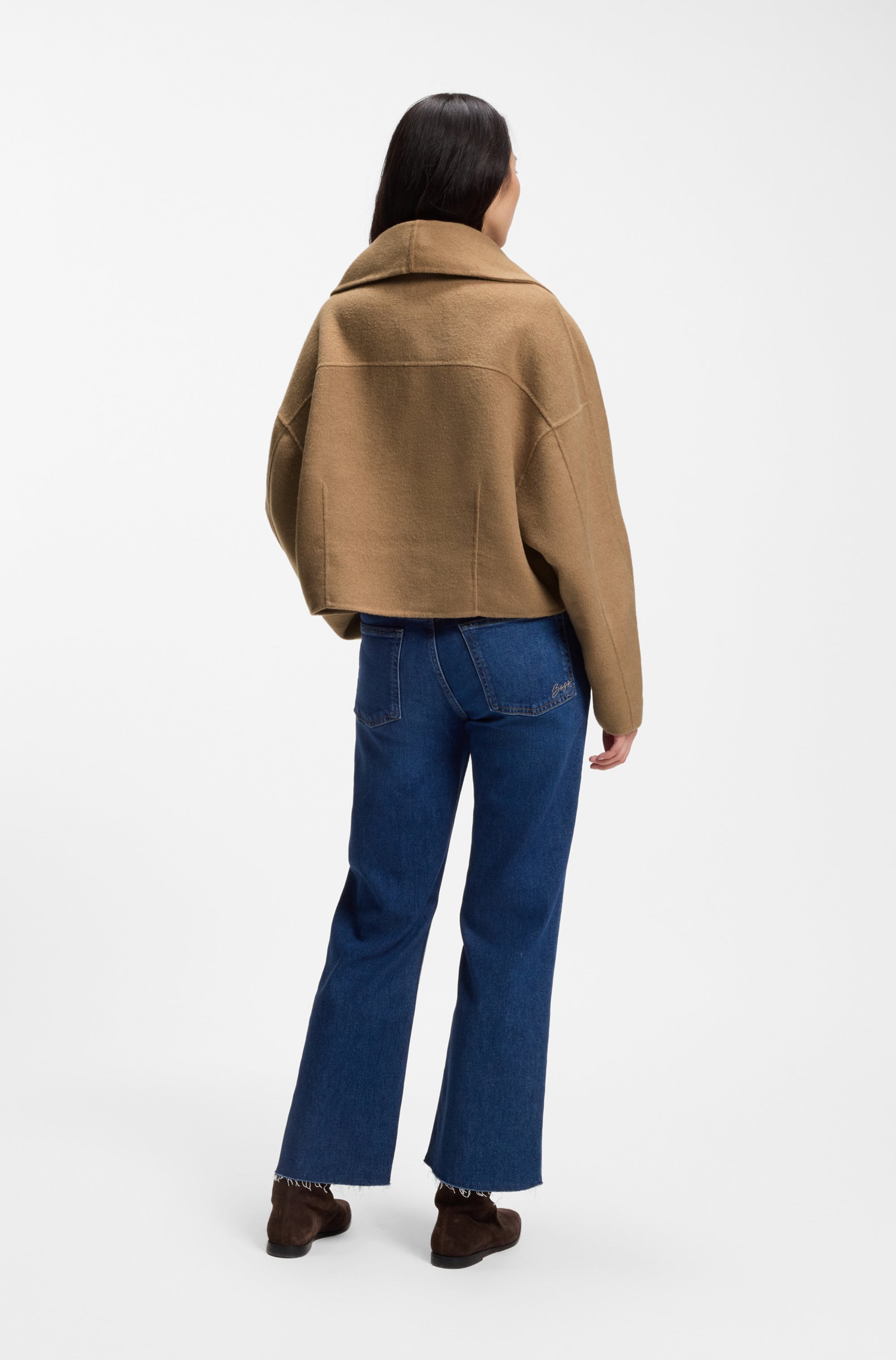 BOSS ORANGE Kurzmantel »Cafrina Premium Damenmode« mit Woll-Anteil, abnehmbarer Schal