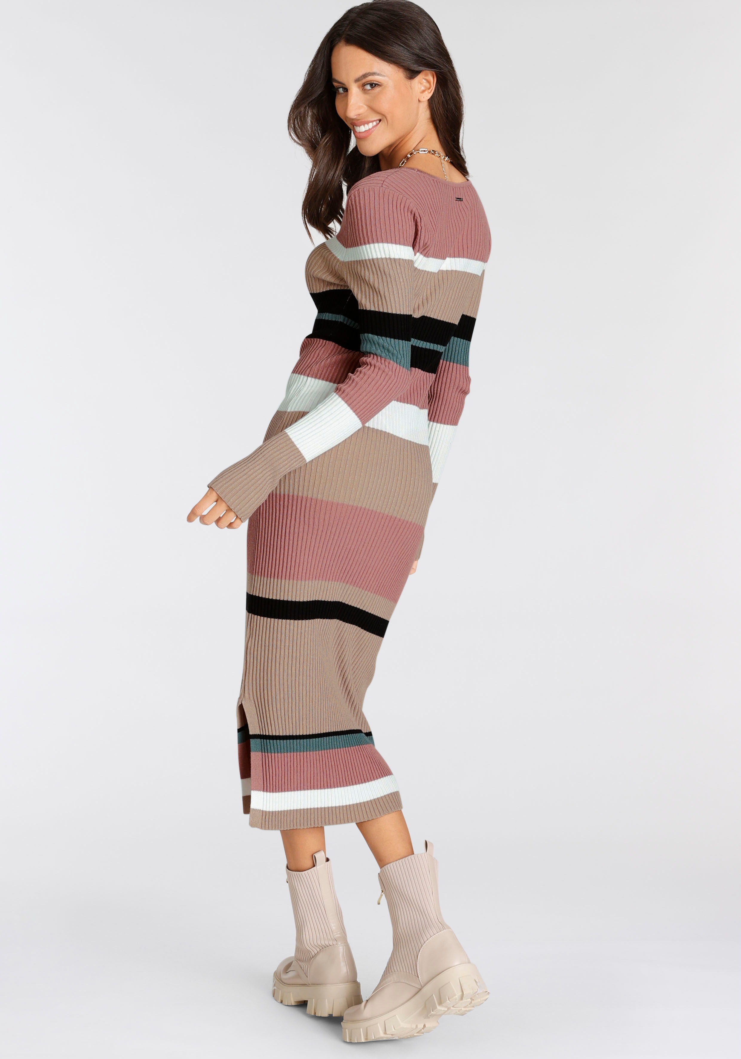 Thumbnail - Laura Scott Strickkleid, in Midiform mit tollem Streifendesign