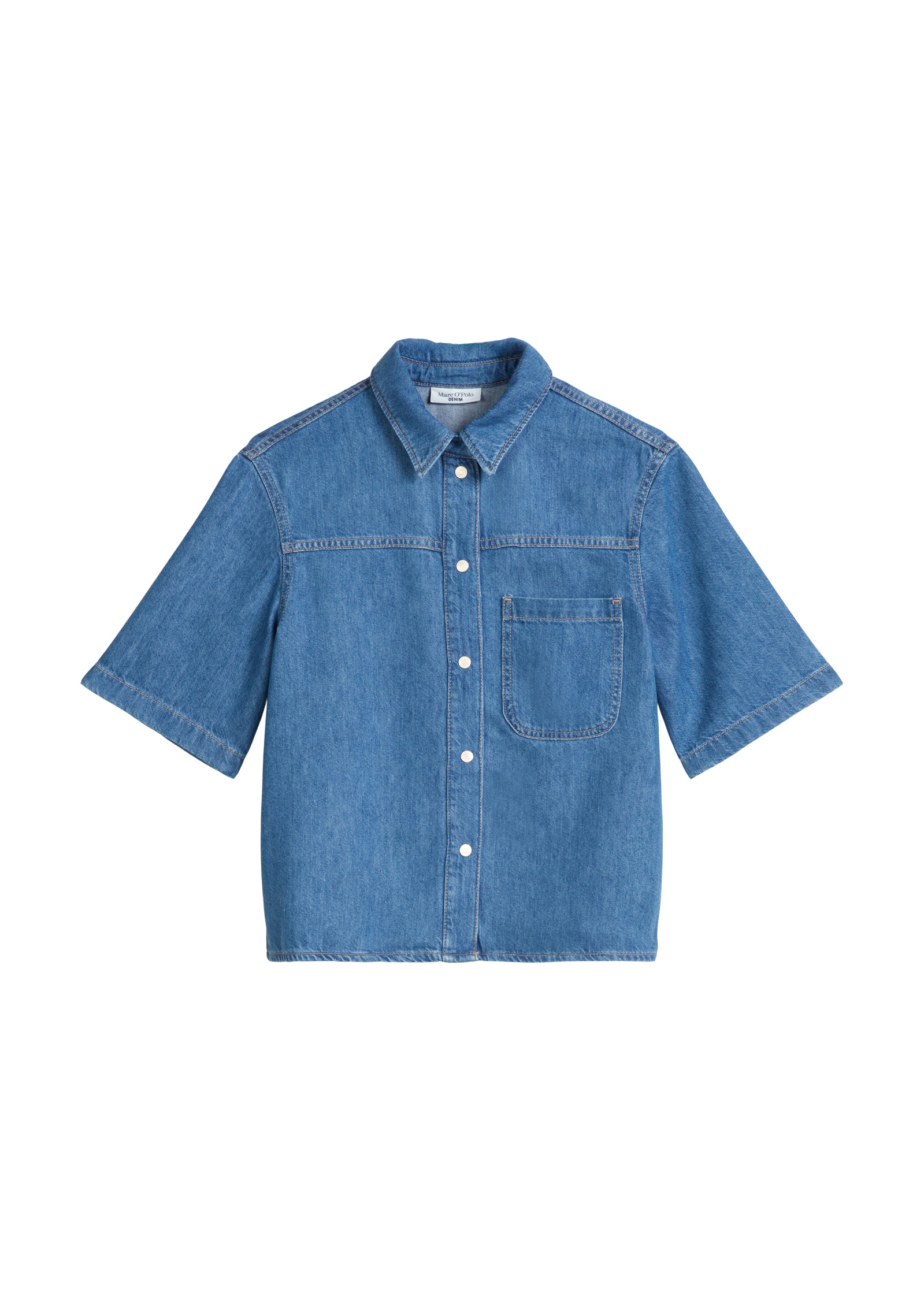 Marc O'Polo DENIM Kurzarmbluse »mit recyeltem Leinen-Garn«