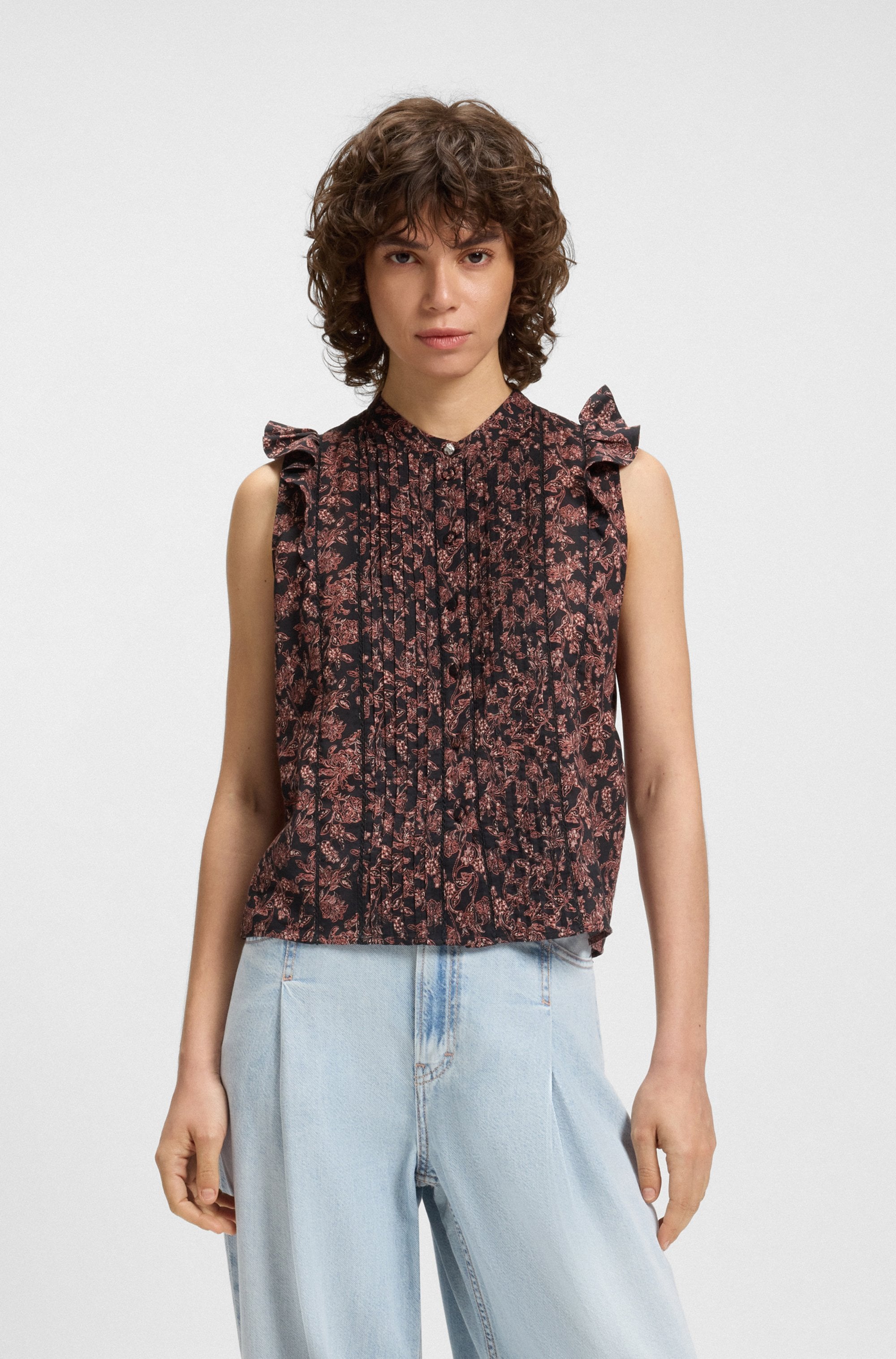 BOSS ORANGE Klassische Bluse "C Bantiana", mit Ajour Details, Stehkragen günstig online kaufen