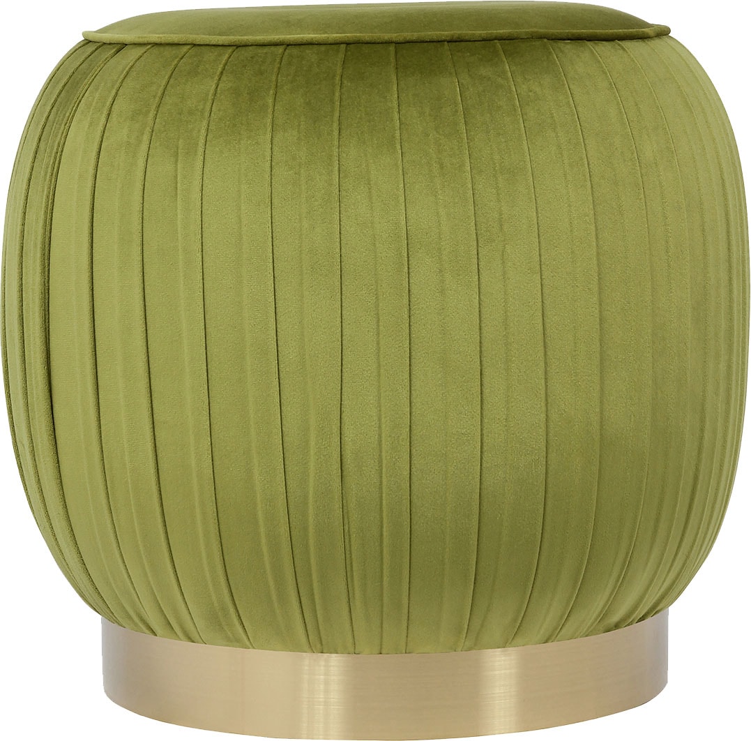 Kayoom Polsterhocker "Hocker Lyla 125, Edler Touch durch goldenen Sockel, Samtbezug" 1 Stk. tlg. samtweich, gesteppte Ziernaht, Edelstahlsockel, Hochwertiger Samtbezug