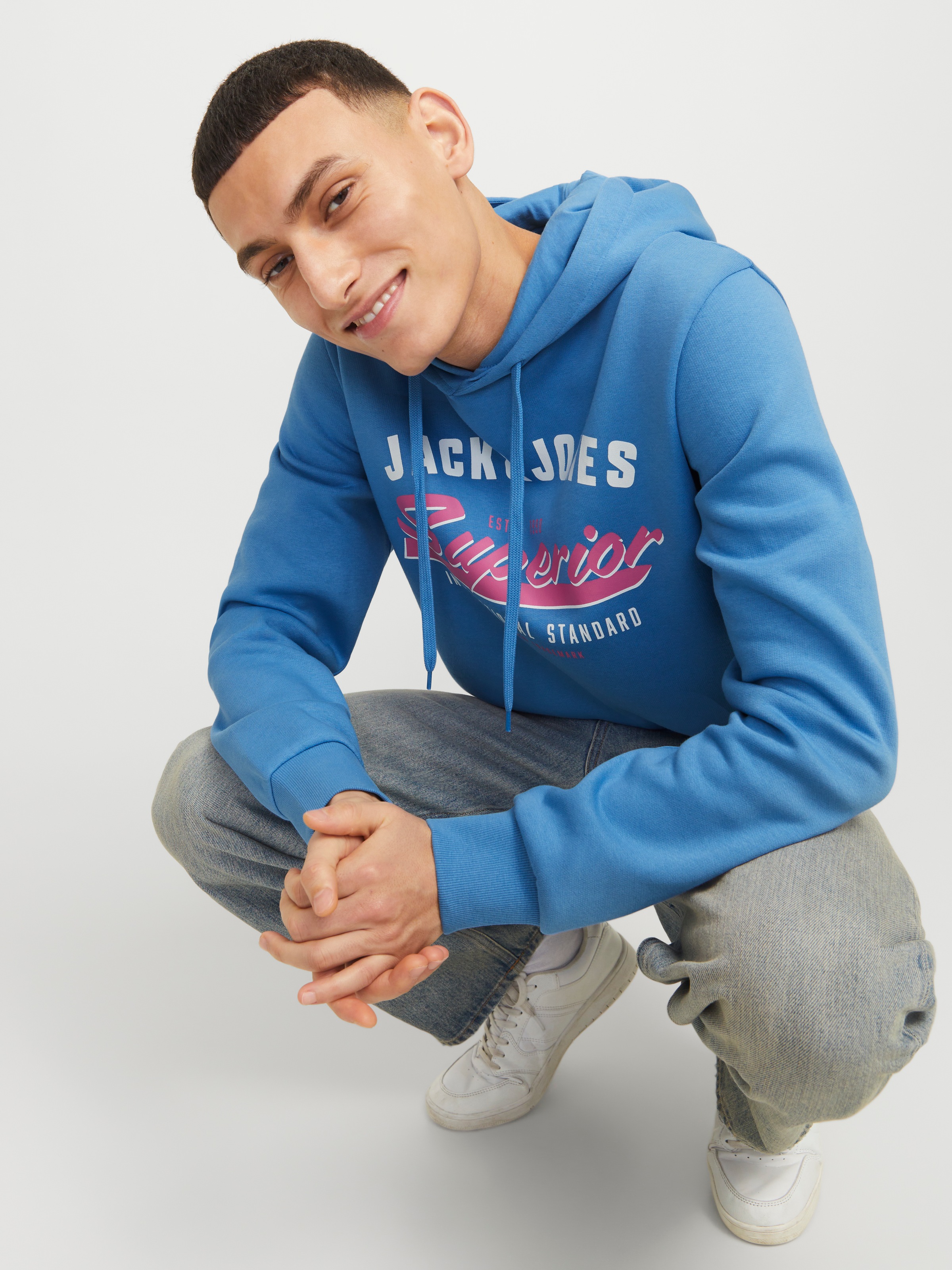 Jack & Jones "JJELOGO SWEAT HOOD 2 COL 24/25 NOOS", mit Logo Print günstig online kaufen