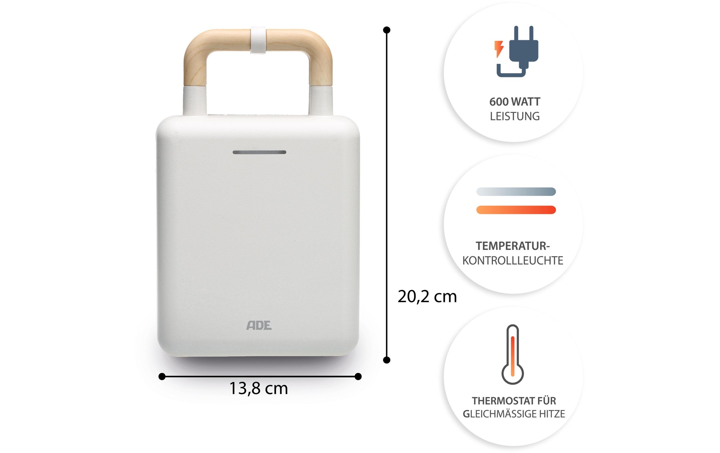 ADE Waffeleisen »Weiss« 600 W
