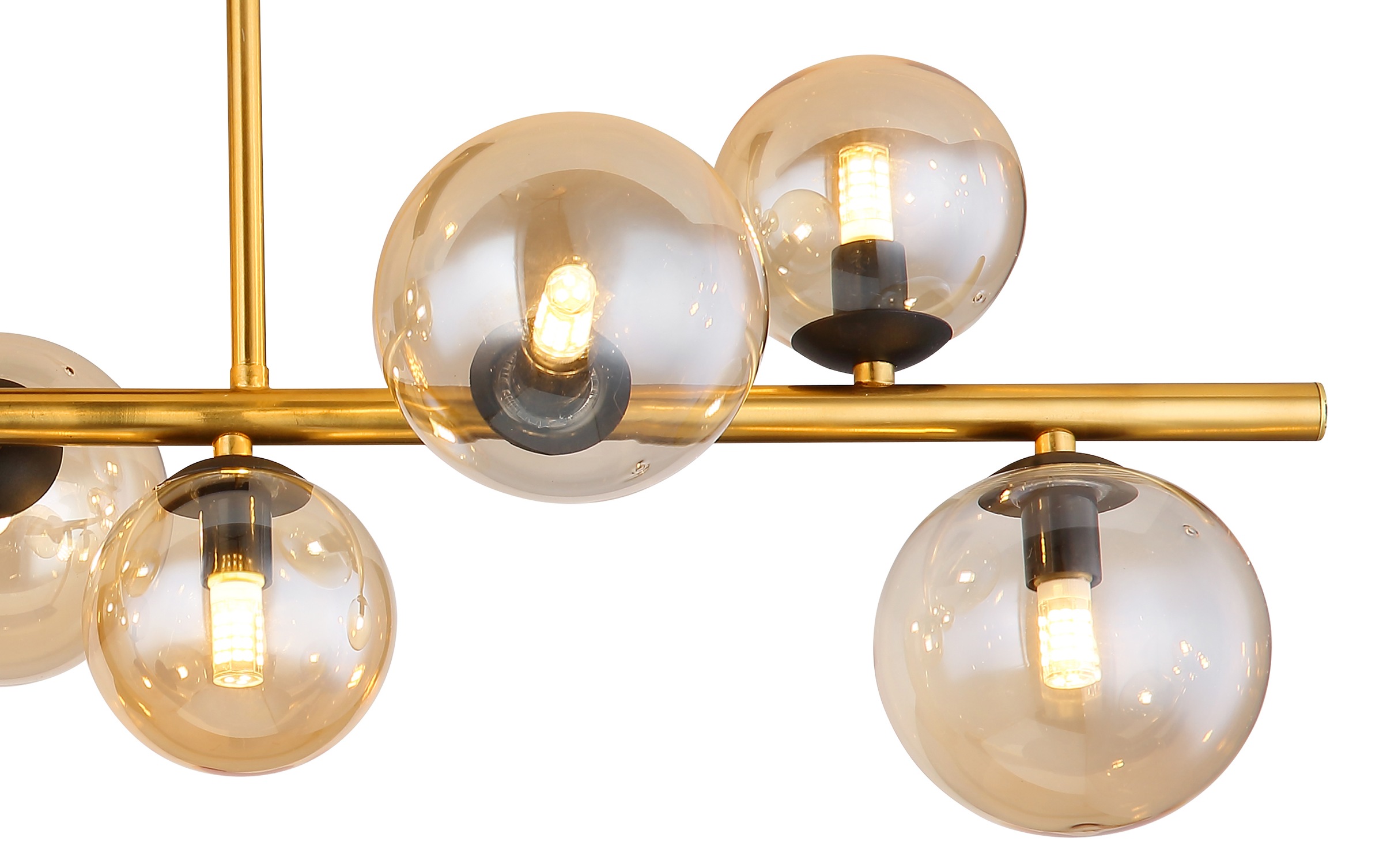 GLOBO LIGHTING Deckenleuchte »RIHA« G9 1 Stk. Warmweiß Deckenleuchte Schwarz/Messing, Amberglas, 5 Gläser, LED G9