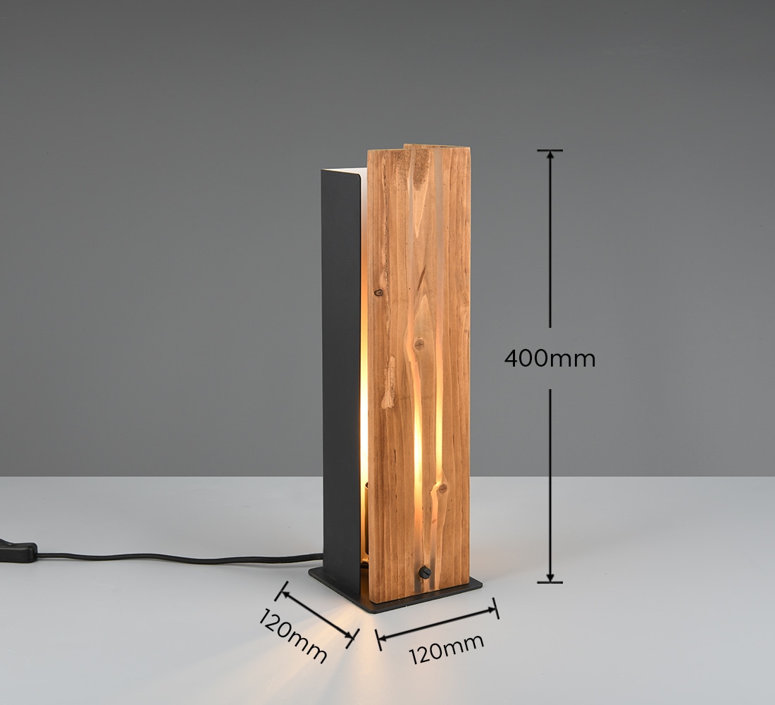 TRIO Leuchten Tischleuchte »KARUNI, Tischlampe aus Metall + Holz naturbelassen, indirektes Licht« E27 1 Stk. warmweiß - kaltweiß exkl 1x E27 max 10W Höhe 40cm Holz Nachttischlampe Schreibtischlampe