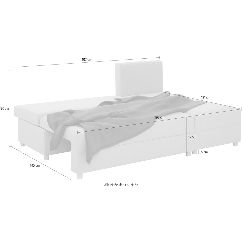 INOSIGN Ecksofa »Mick«, Longchair links/rechts montierbar, wahlweise mit Bettfunktion