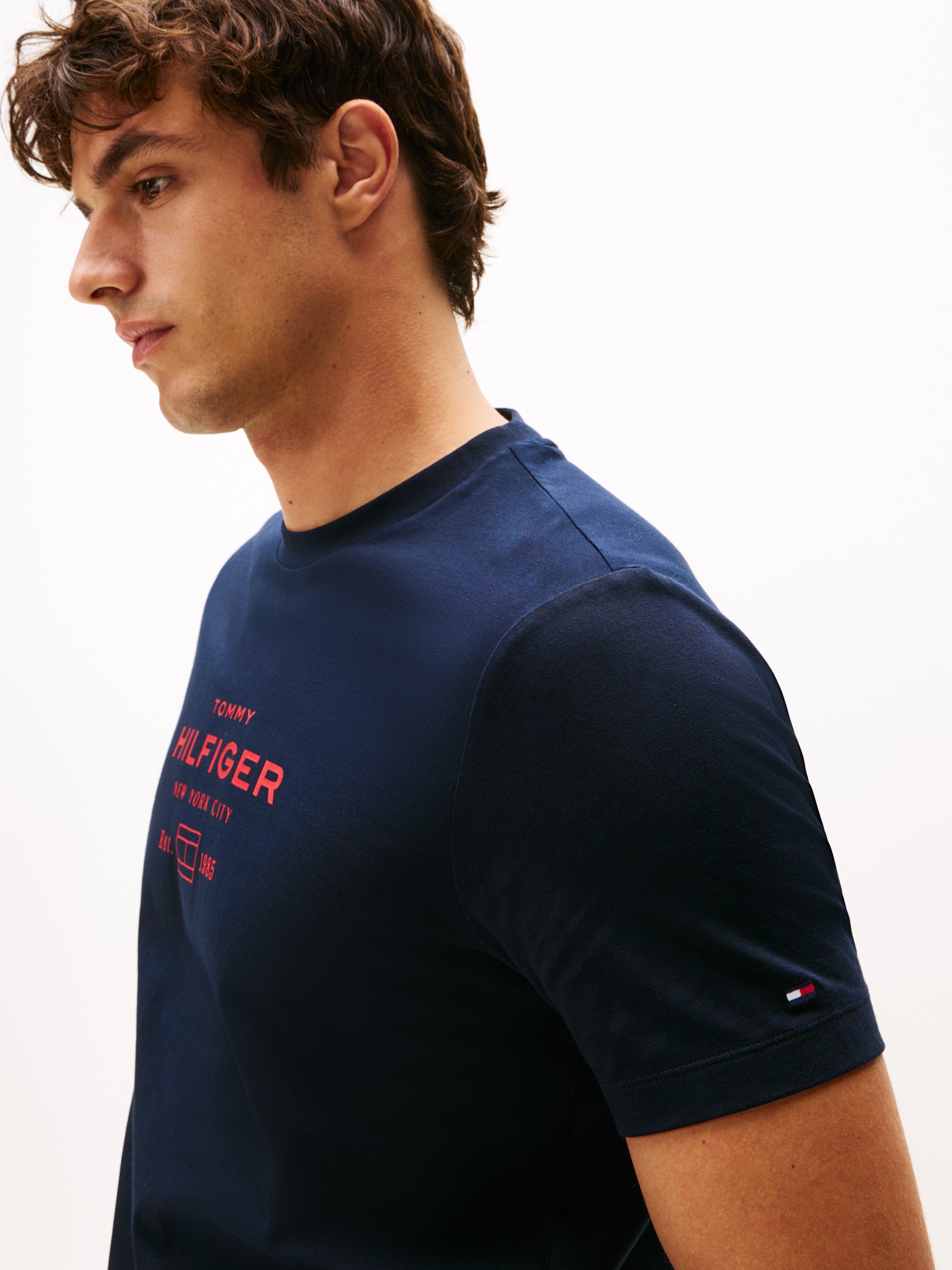 Tommy Hilfiger T-Shirt "HILFIGER STACK GRAPHIC TEE", Regular fit mit Rundha günstig online kaufen