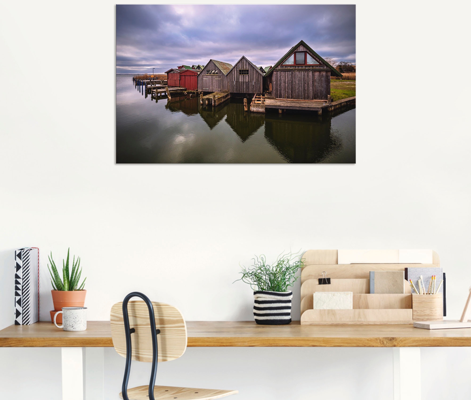 Artland Wandbild »Bootshäuser im Hafen von Althagen«, Gebäude, (1 St.), als  Alubild, Leinwandbild, Wandaufkleber oder Poster in versch. Größen  bestellen | BAUR