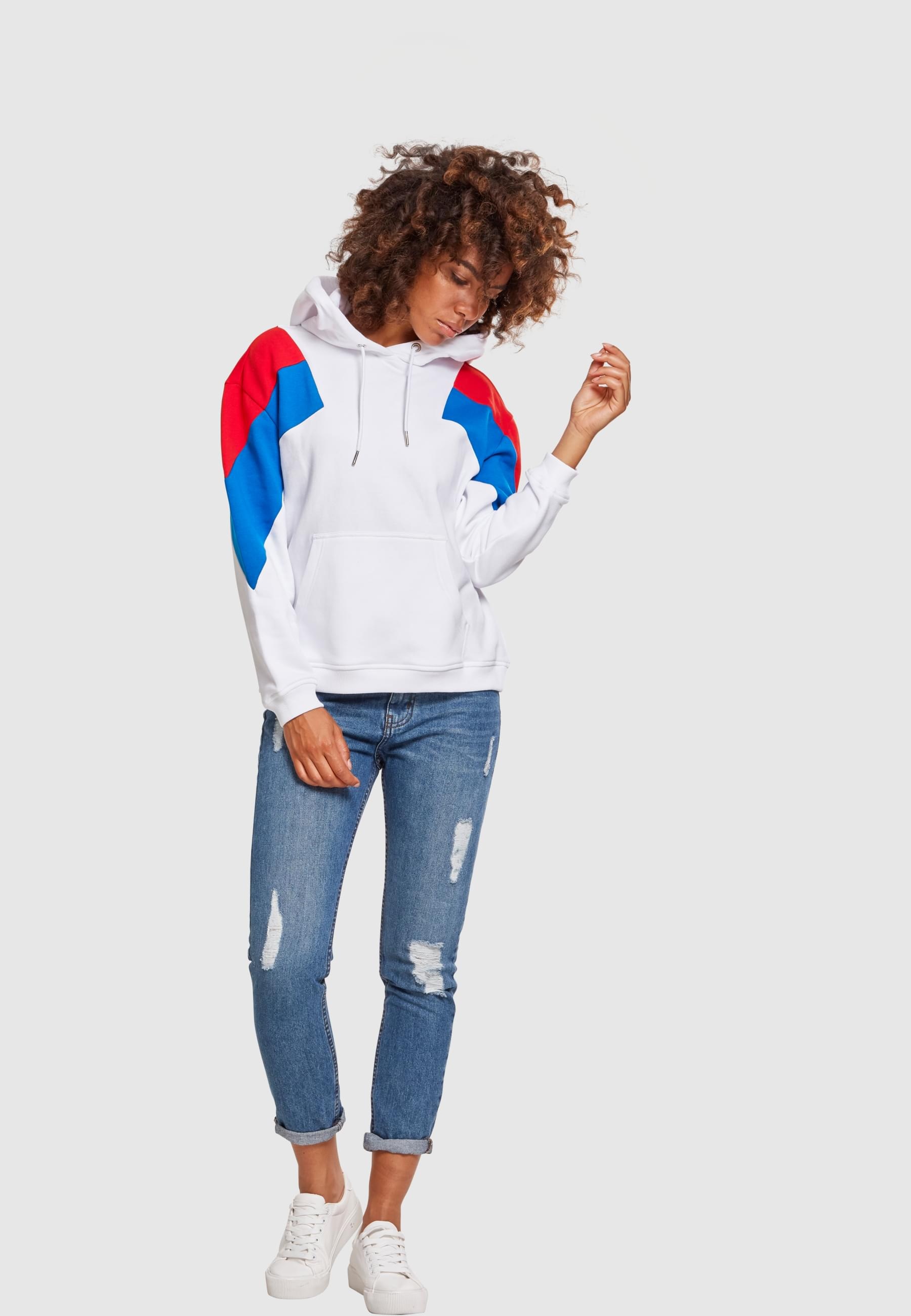 URBAN CLASSICS Rundhalspullover »Urban Classics Damen Ladies Oversize 3-Tone Block Hoody«, (1 tlg.)