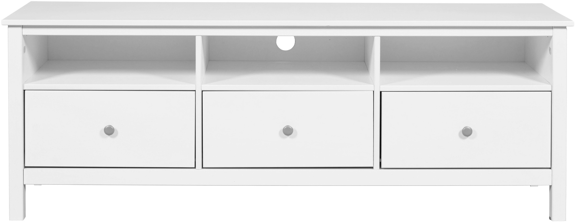 Inter Link TV-Board »Pinora, Kiefer Massivholz, Weiss, 160 x 45 x 57 cm, viel Stauraum« 1 Stk. tlg. TV Lowboard im modernem Skandi Look, 3 Schubladen, Kabeldurchführung