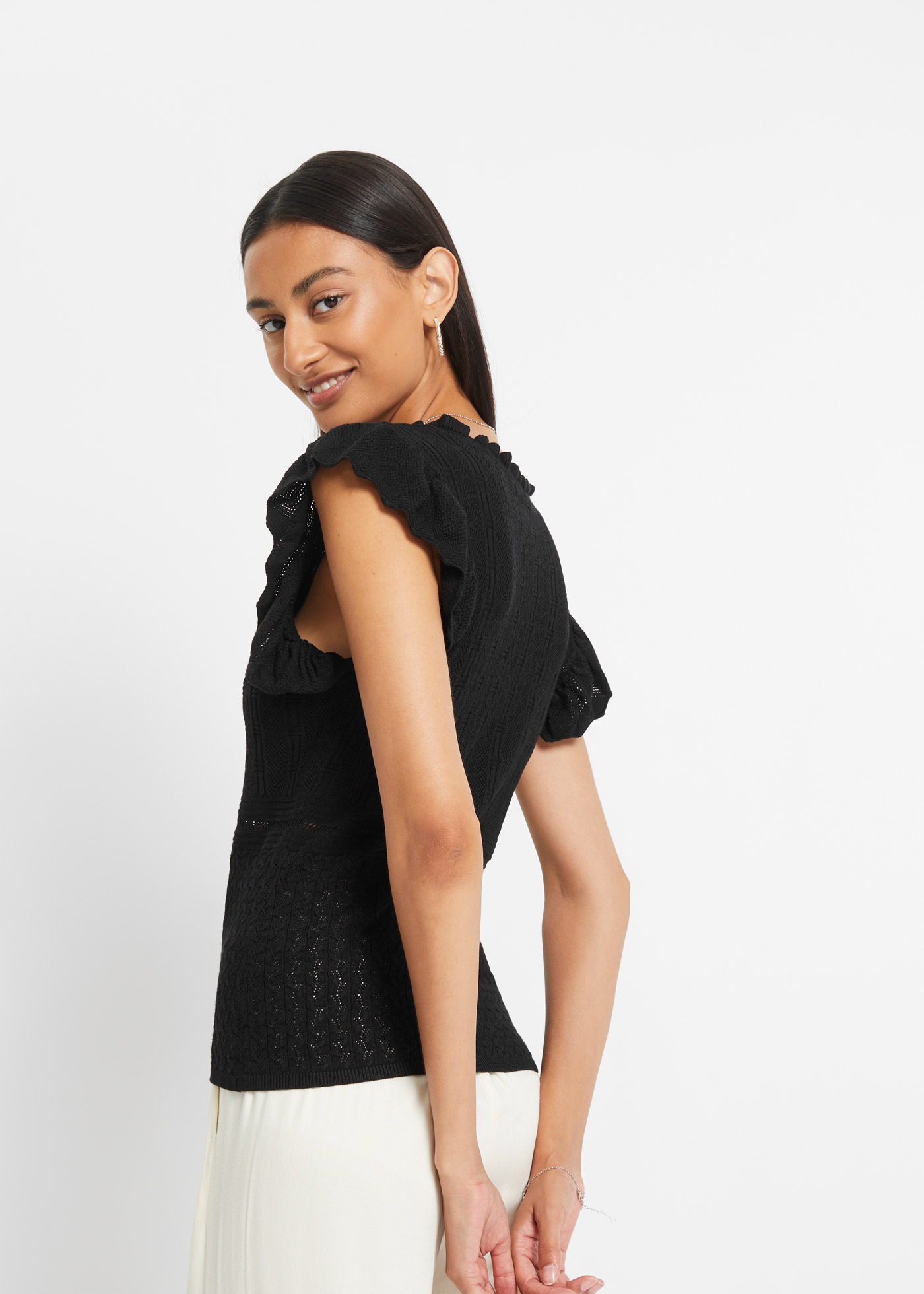 bonprix Strickpullover aus Viskose und Polyamid, ärmellos, für Frühling und günstig online kaufen