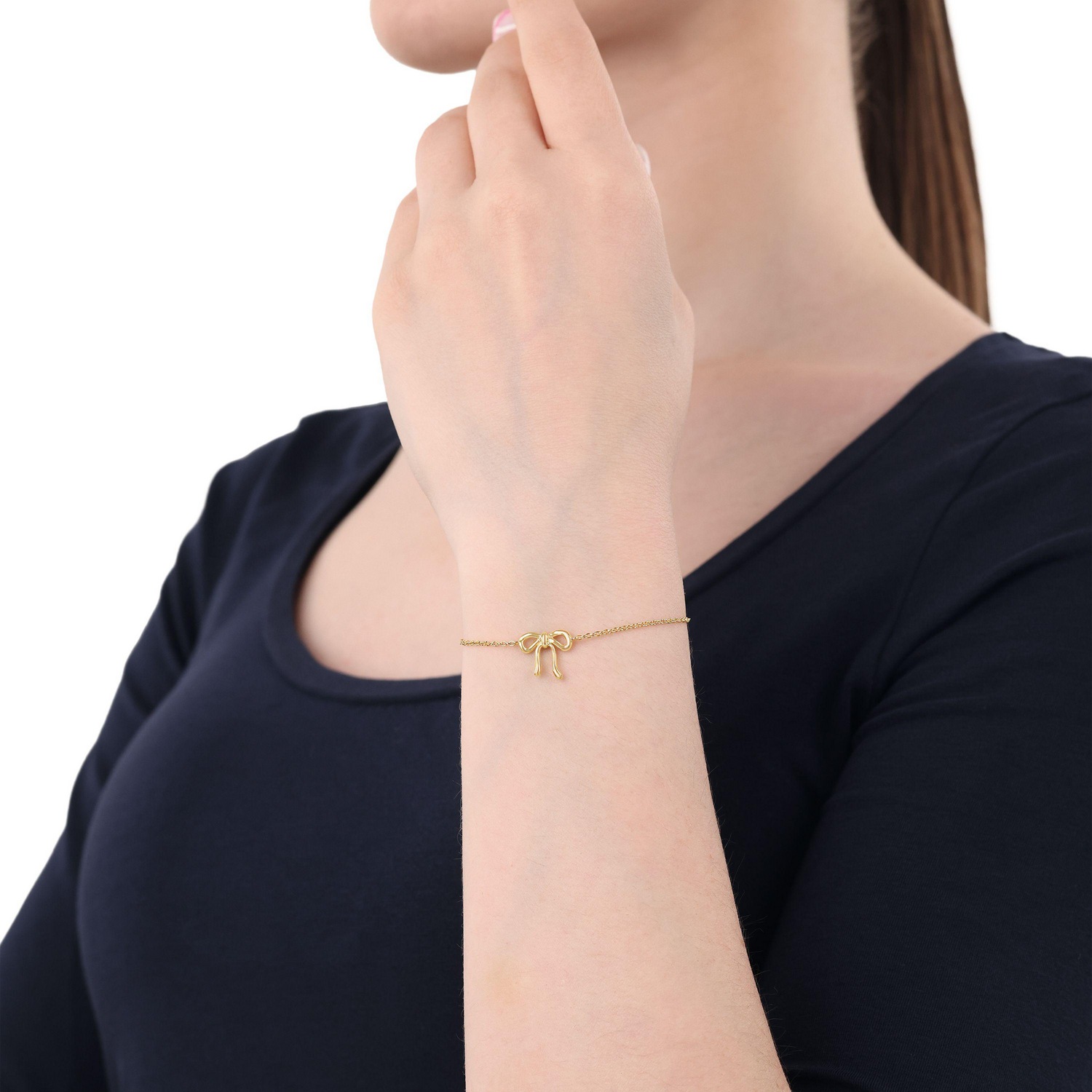 Amor Schleife Armband Sterlingsilber Gelbgold 20cm 3