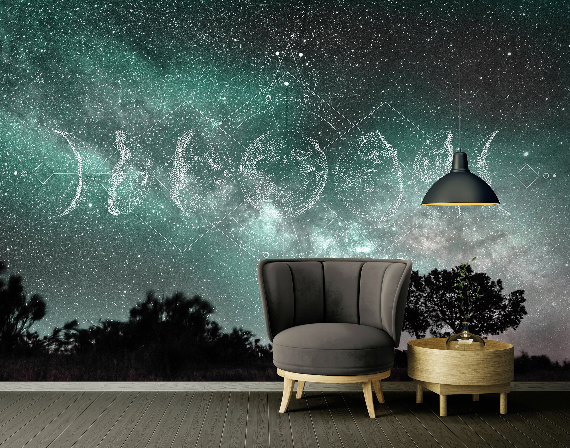 Architects Paper Fototapete »Atelier 47 Moon Phases 1«, kontrastfarbene Details, Vlies, Wand, Schräge, Decke