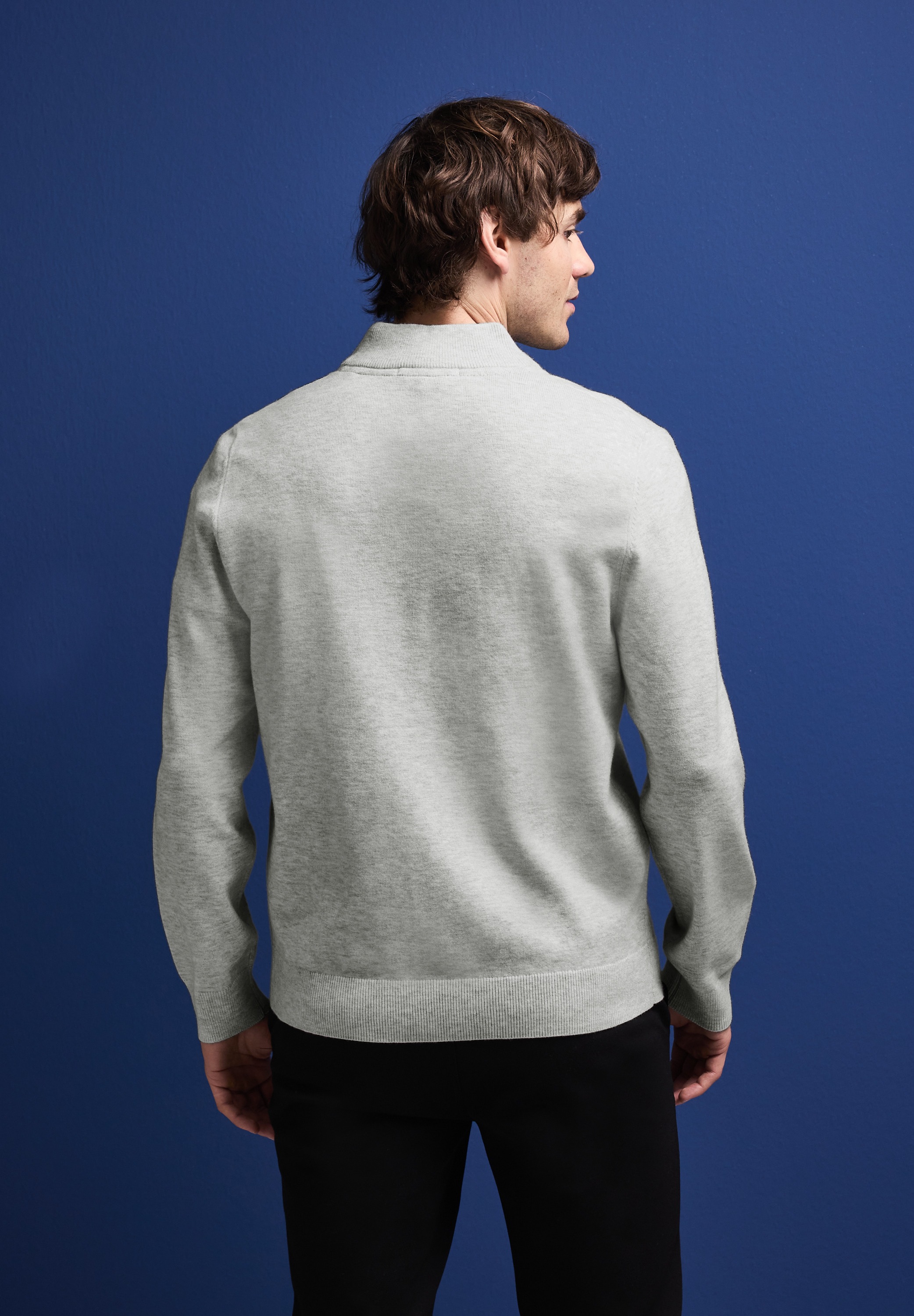 STREET ONE MEN Stehkragenpullover, mit Materialmix