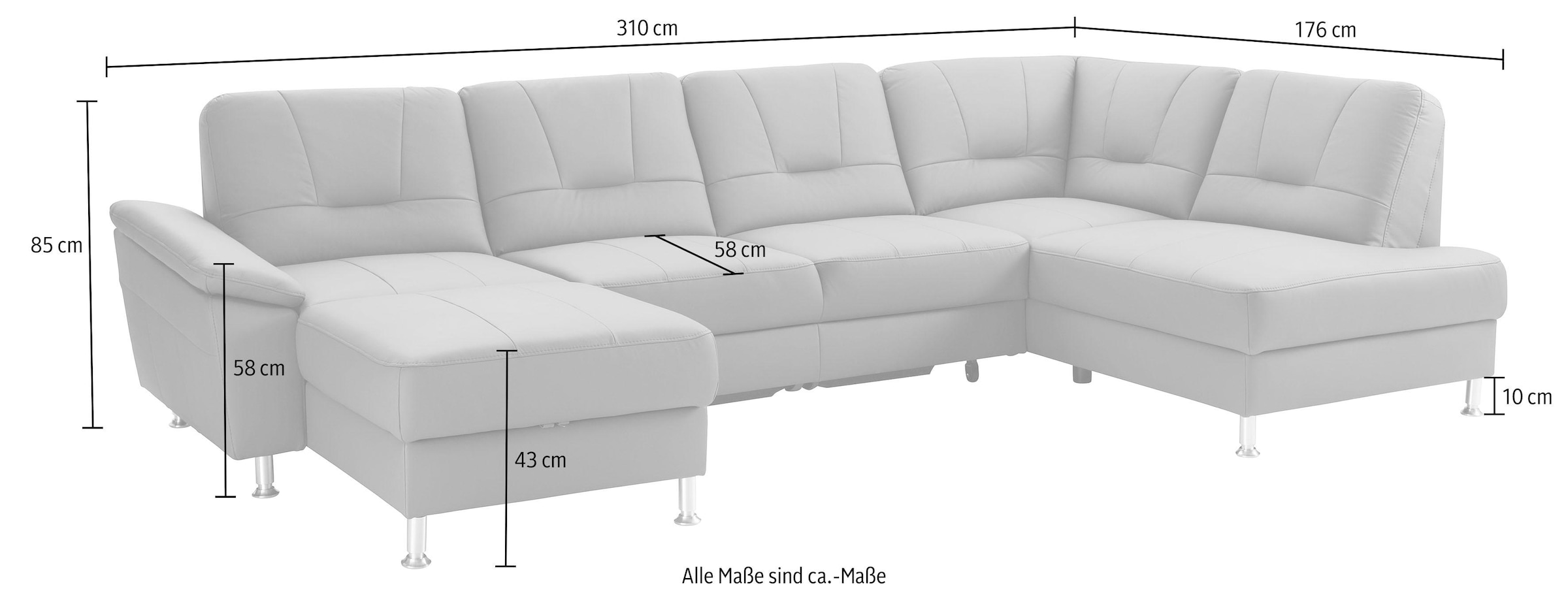 exxpo - sofa fashion Wohnlandschaft »Castello, U-Form«, wahlweise mit Bettfunktion