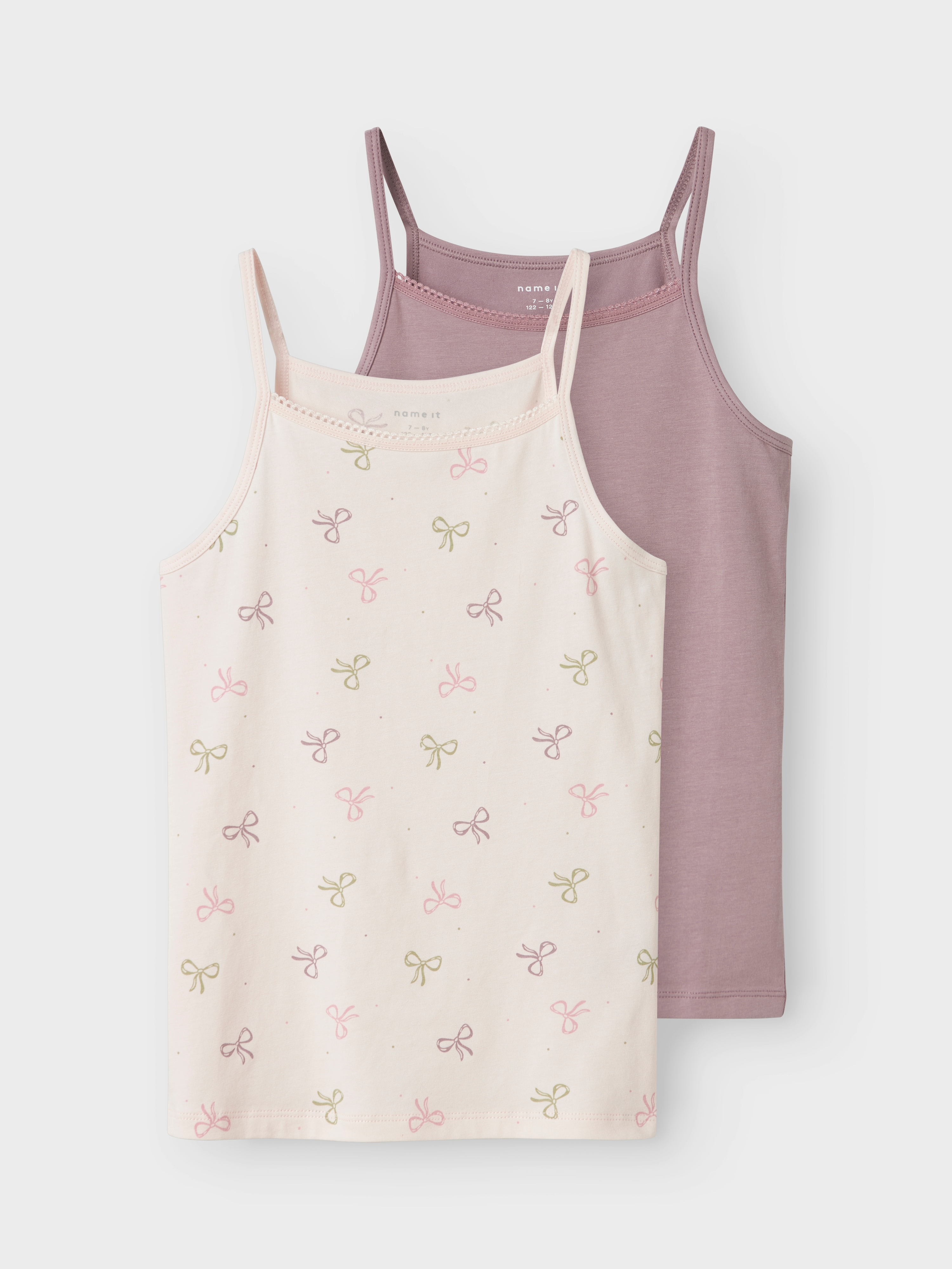 Name It Unterhemd "NKFSTRAP TOP 2P BARELY PINK BOW NOOS" Packung, 2 Stk.