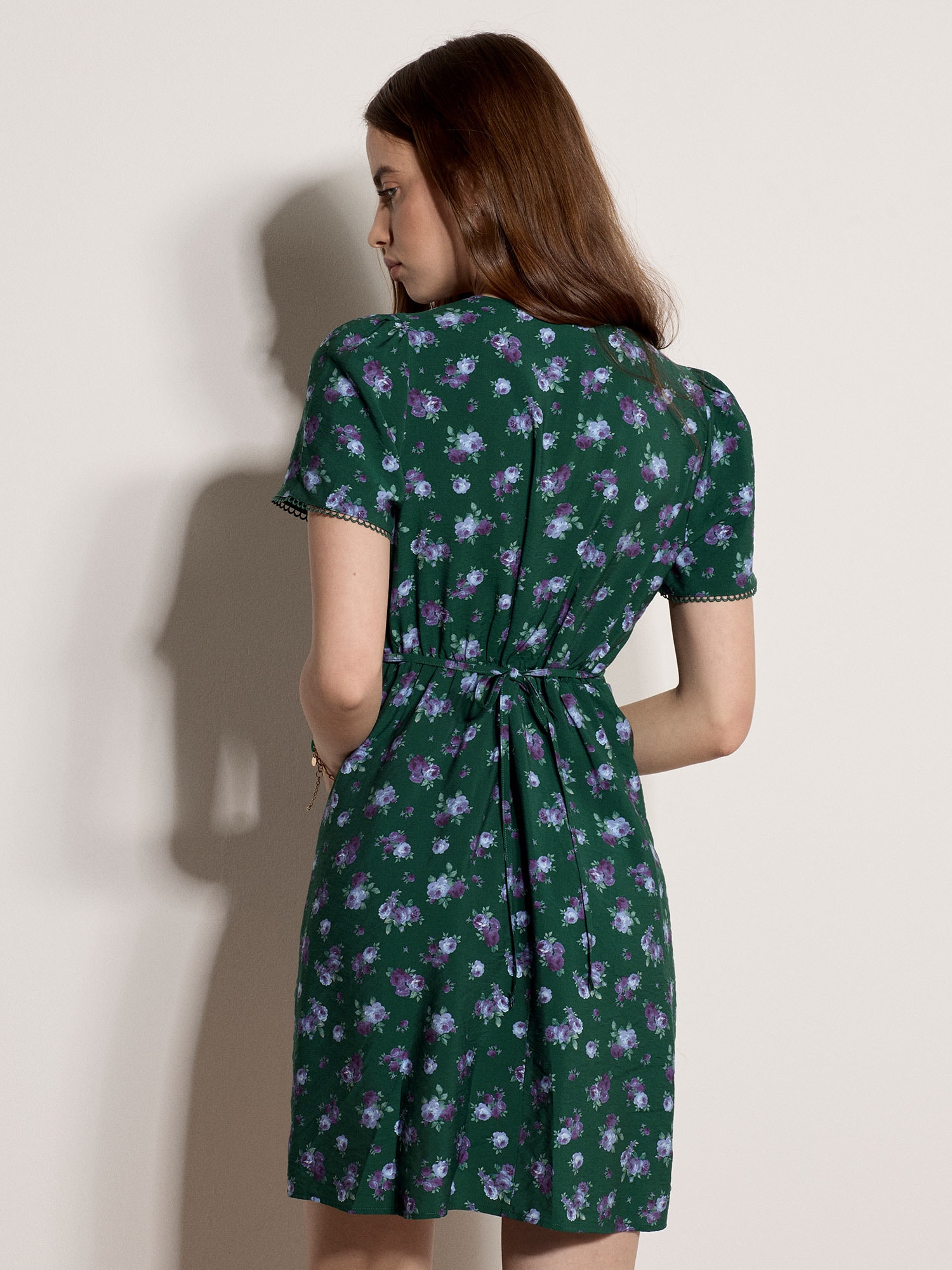 Apricot Minikleid »Vintage Blumenkleid« mit Stoffgürtel, 2 tlg. mit Bindeband