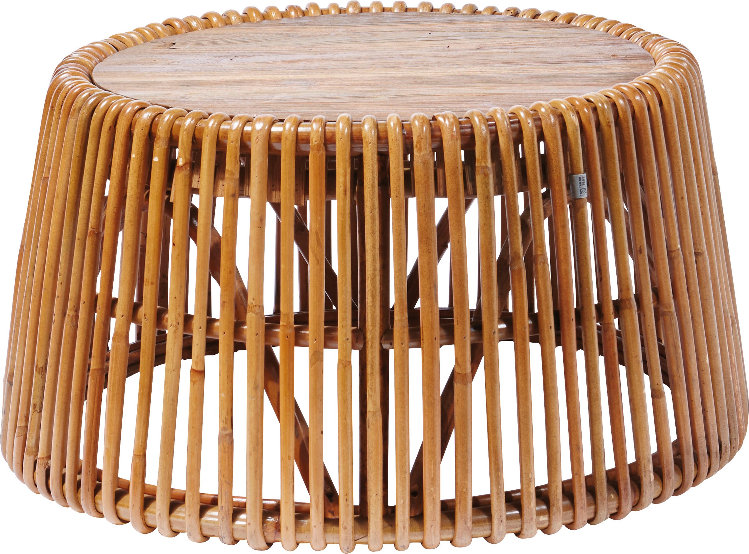 SIT Beistelltisch "San Gimignano aus Rattan mit recycelter Teakholzplatte" Konisches Rattangestell mit Platte aus recyceltem Teakholz