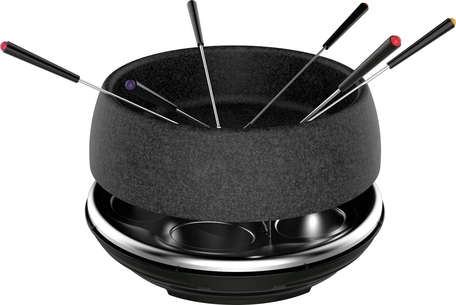 Tefal Raclette und Fondue-Set »RE12C8 Fondue Cheese 'n Co«, 6 St. Raclettepfännchen, 850 W, pülmaschinengeeignet, Rezeptbuch, Stein-Optik