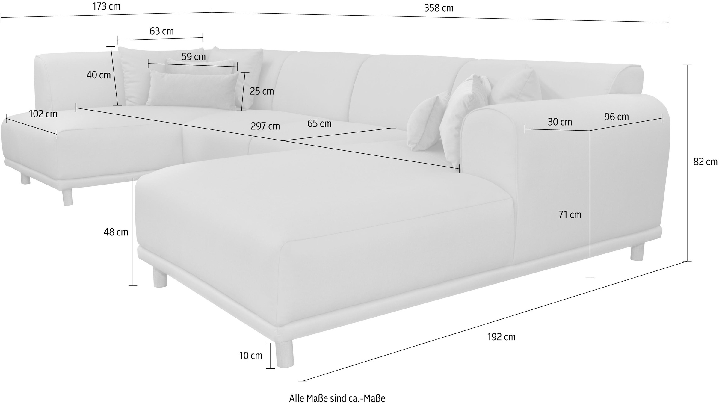 andas Wohnlandschaft »Maroon U-Form«, in skandinavischem Design, mit losen Kissen