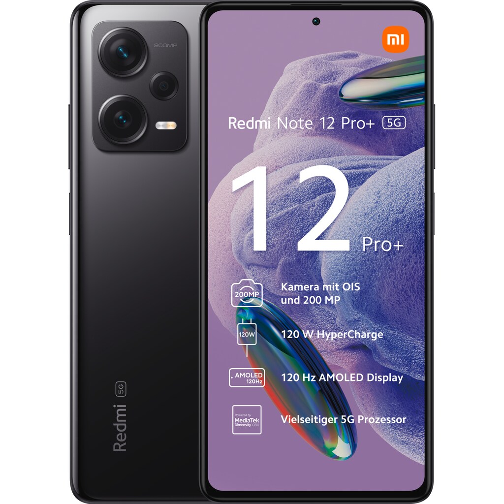 Xiaomi Smartphone »Redmi Note 12 Pro+ 5G 8GB+256GB«, Schwarz, 16,94 cm/6,67 Zoll, 256 GB Speicherplatz, 200 MP Kamera