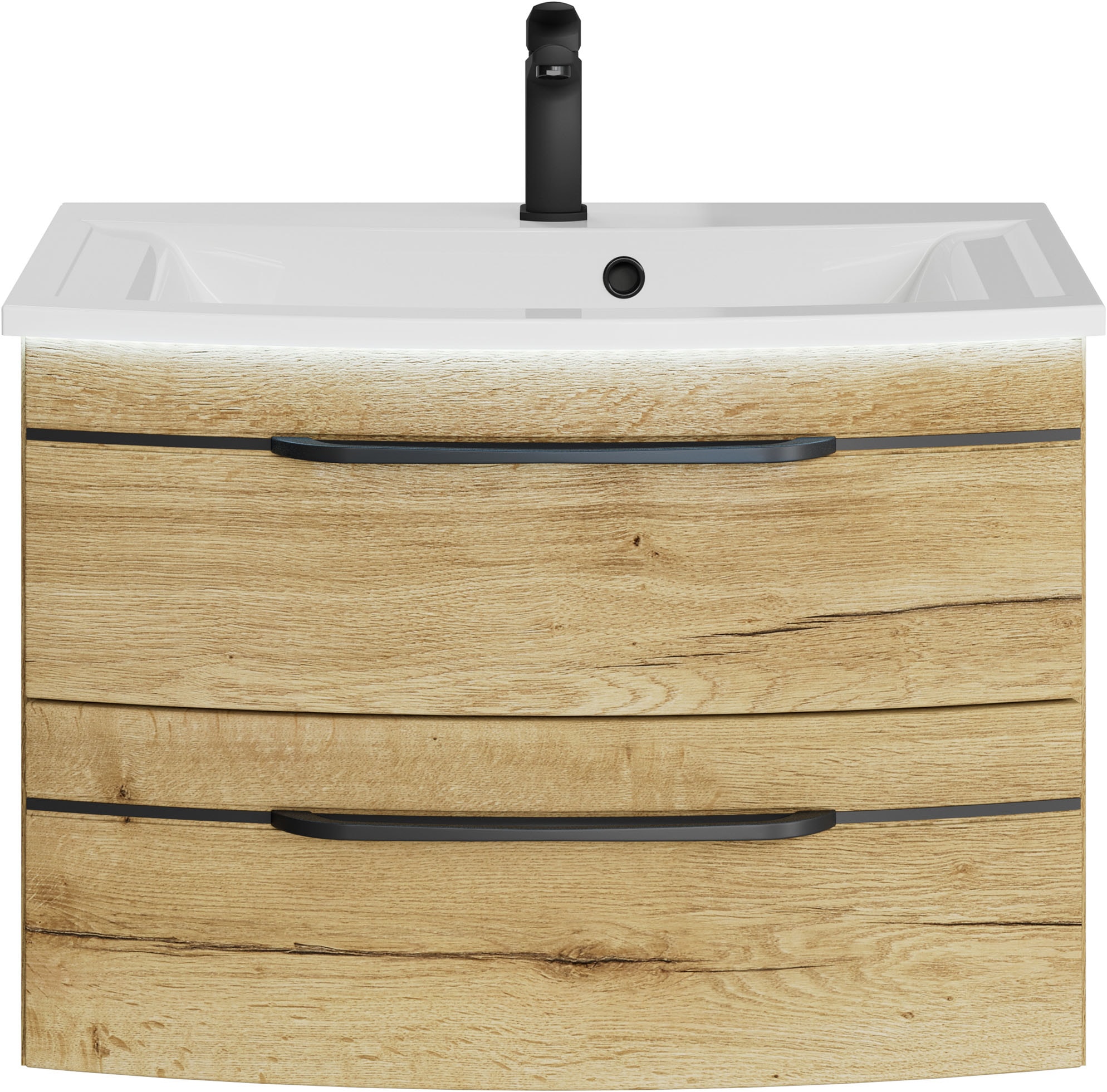 Saphir Waschtisch »Serie 7045 Mineralmarmor-Waschtisch und Unterschrank, 71,5 cm breit«, Waschplatz mit 2 Schubladen, Badmöbel Set mit Waschtisch
