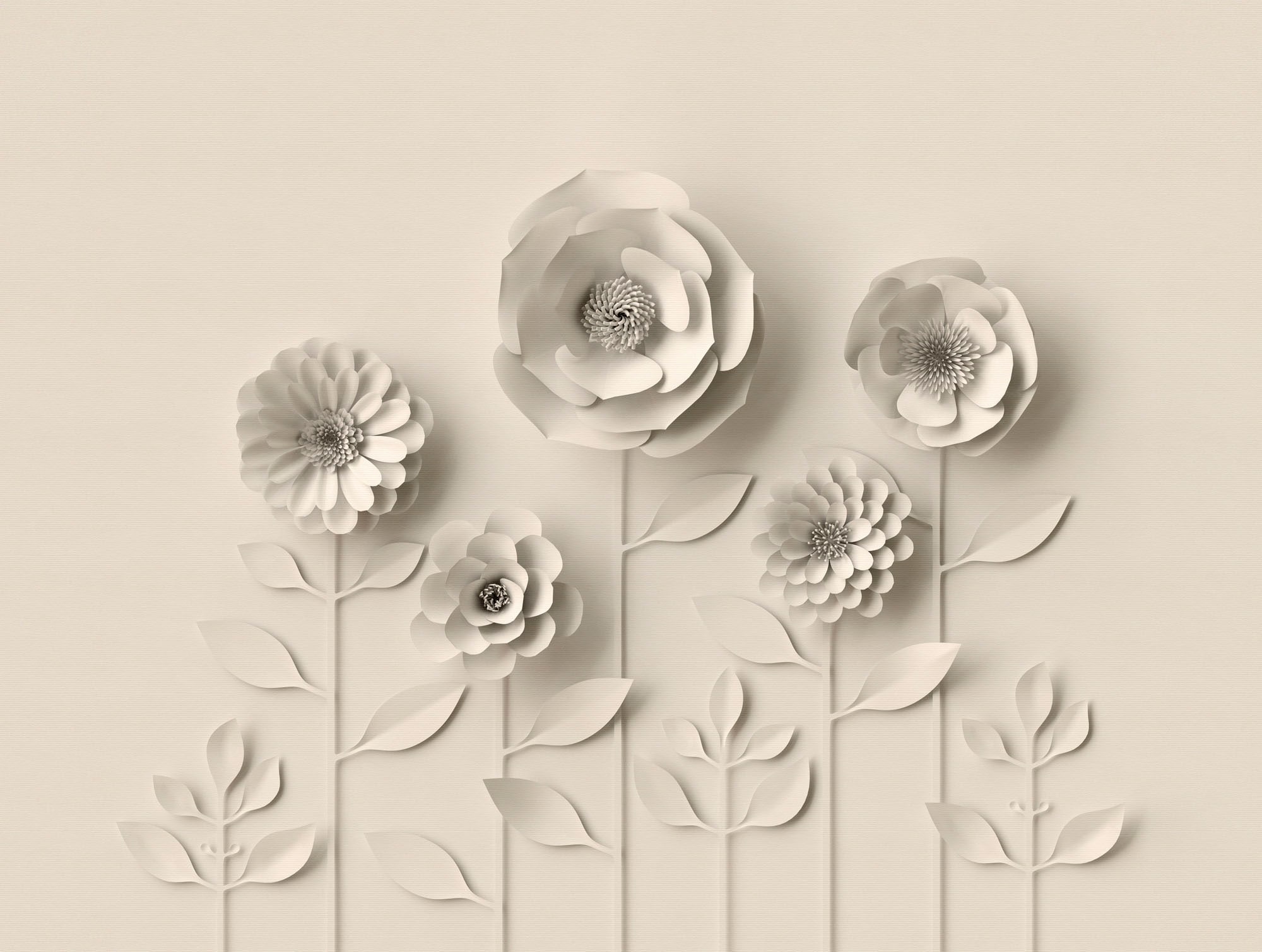 living walls Blume 3D BAUR »The Tapete Beige Fototapete 3D-Optik-matt-geblümt, Rechnung | Wall«, Fototapete per