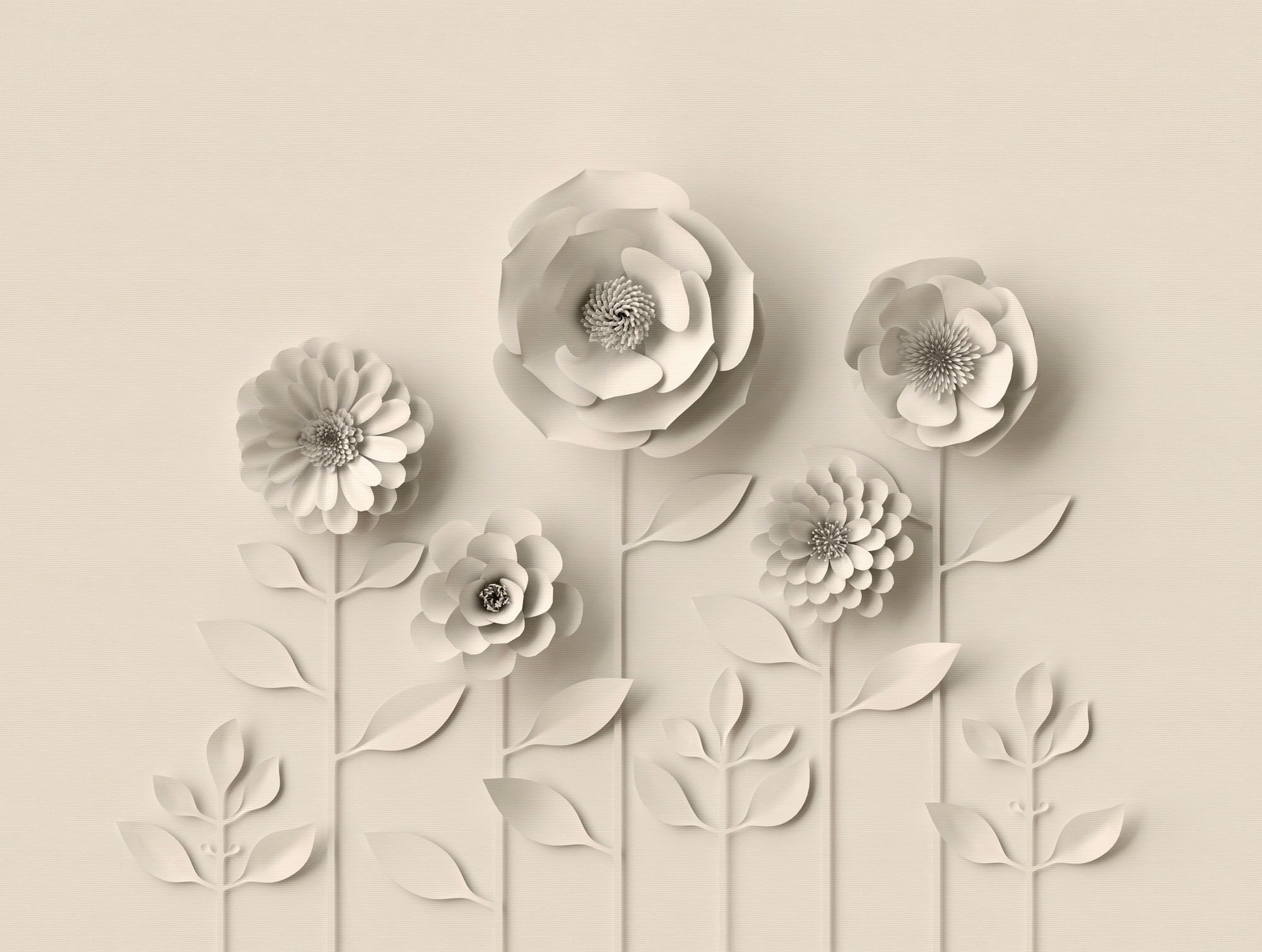 living walls Fototapete "The Wall" 3D-Optik geblümt matt glatt Fototapete Blume Tapete 3D Tapeten Wohnzimmer Schlafzimmer Flur Design