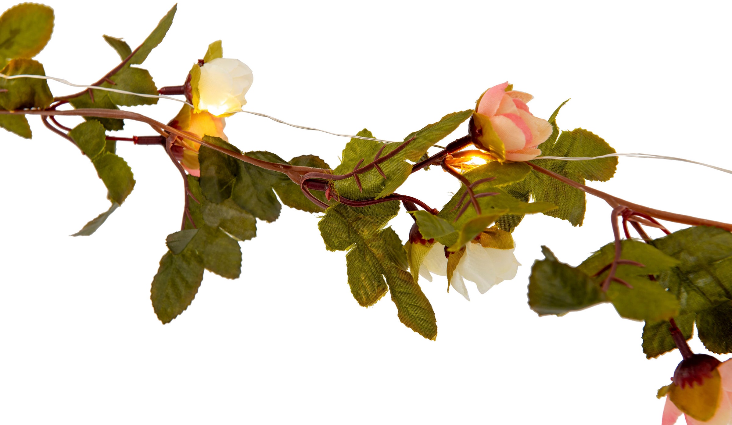 näve LED-Lichterkette weiße Zuleitung bestellen warmweiße »Röschen«, Länge Rosenblüten, LED, 420cm, | und BAUR 5m rosa