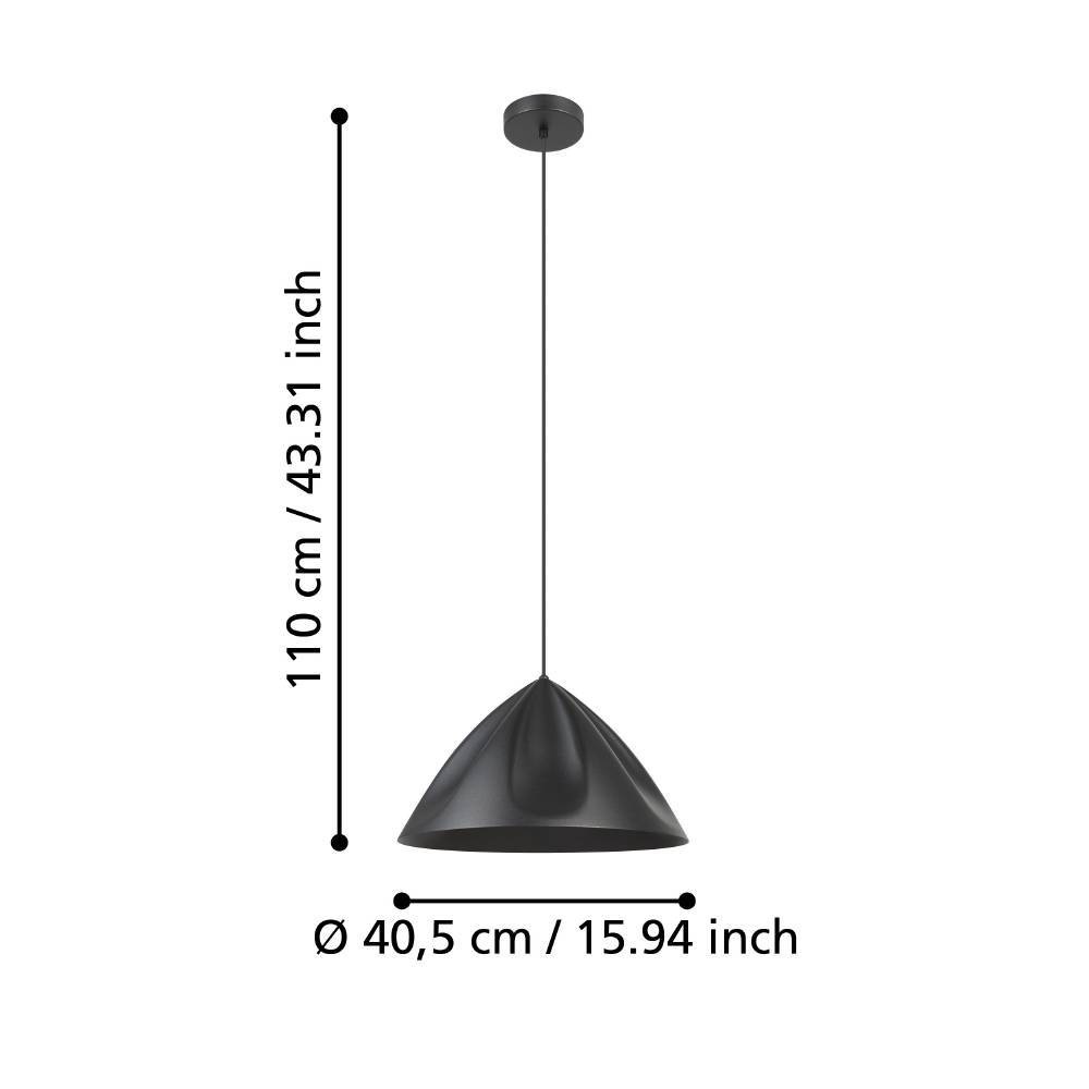 EGLO Hängeleuchte »PODERE«, 1 flammig, Leuchtmittel E27 | ohne Leuchtmittel, Pendellampe, Metall in Schwarz, Hängeleuchte mit E27 Fassung, Ø 42,5cm