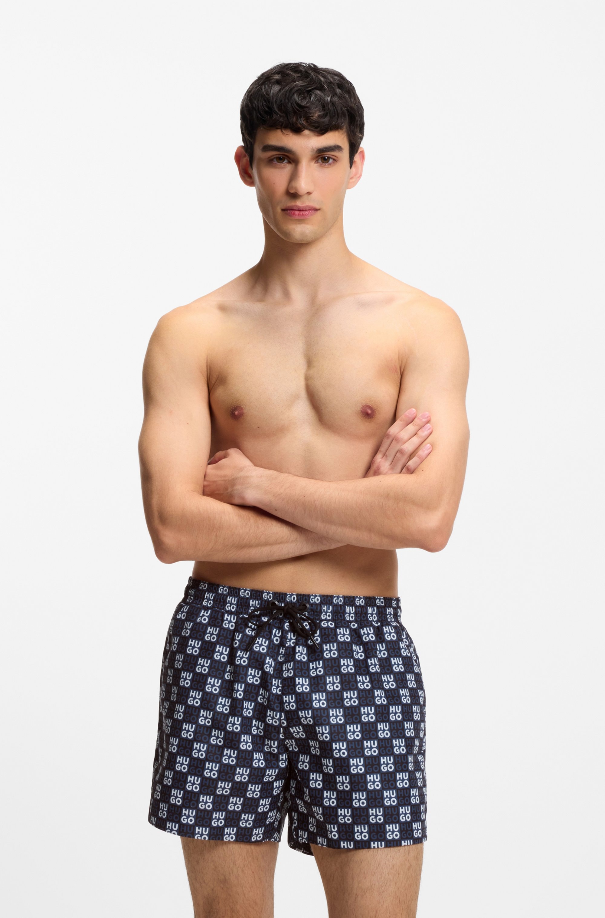 HUGO Underwear Badeshorts »AARON« mit Schachbrett-Logos, elastischer Bund