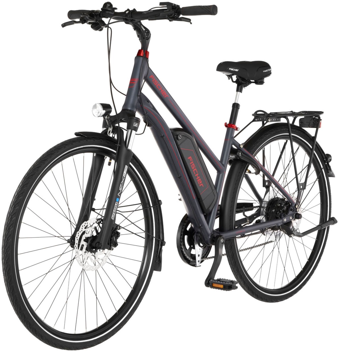 FISCHER Fahrrad E-Bike »VIATOR 1.0 Trapez 44«, 8 Gang, Shimano, Acera, Heckmotor 250 W, Pedelec für Damen u. Herren, Trekkingrad, mit integr. Rahmenschloss