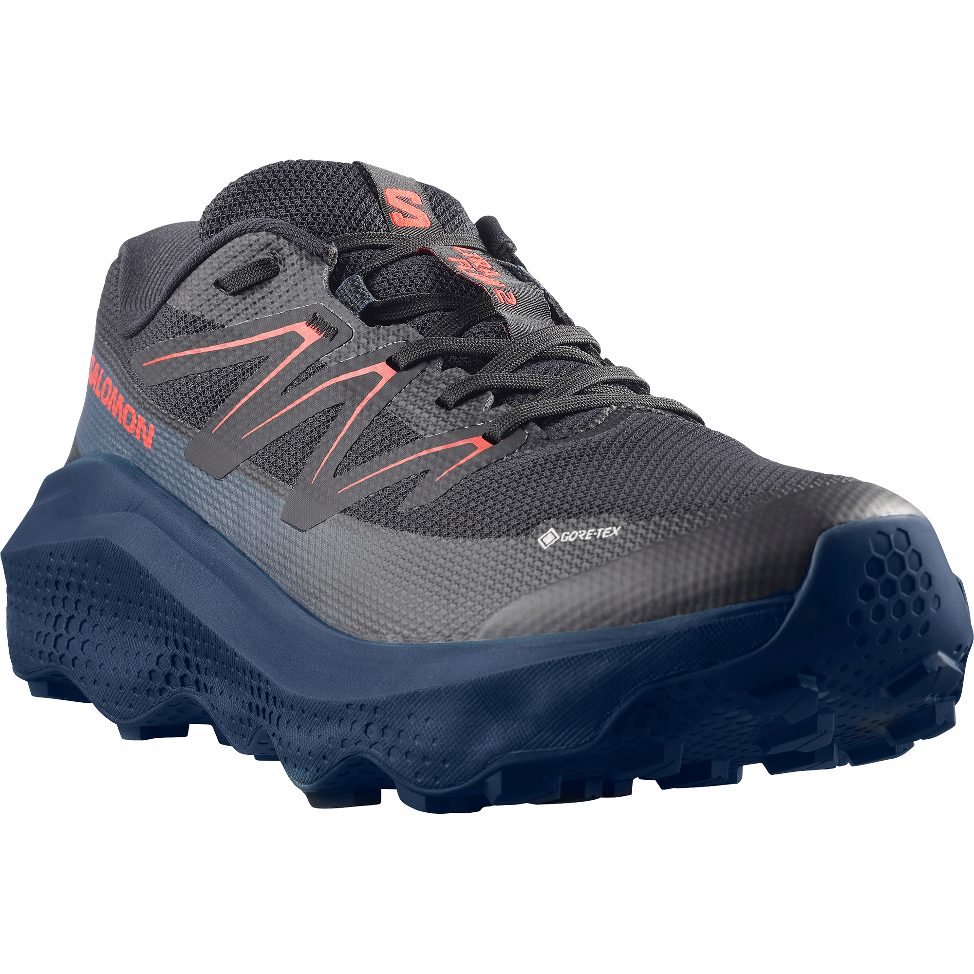 Trailrunningschuh SALOMON "ULTRA FLOW 2 GORE-TEX", Herren, Gr. 44, schwarz, spellbound, fiery rot, Synthetik, Textil, Schuhe, wasserdicht