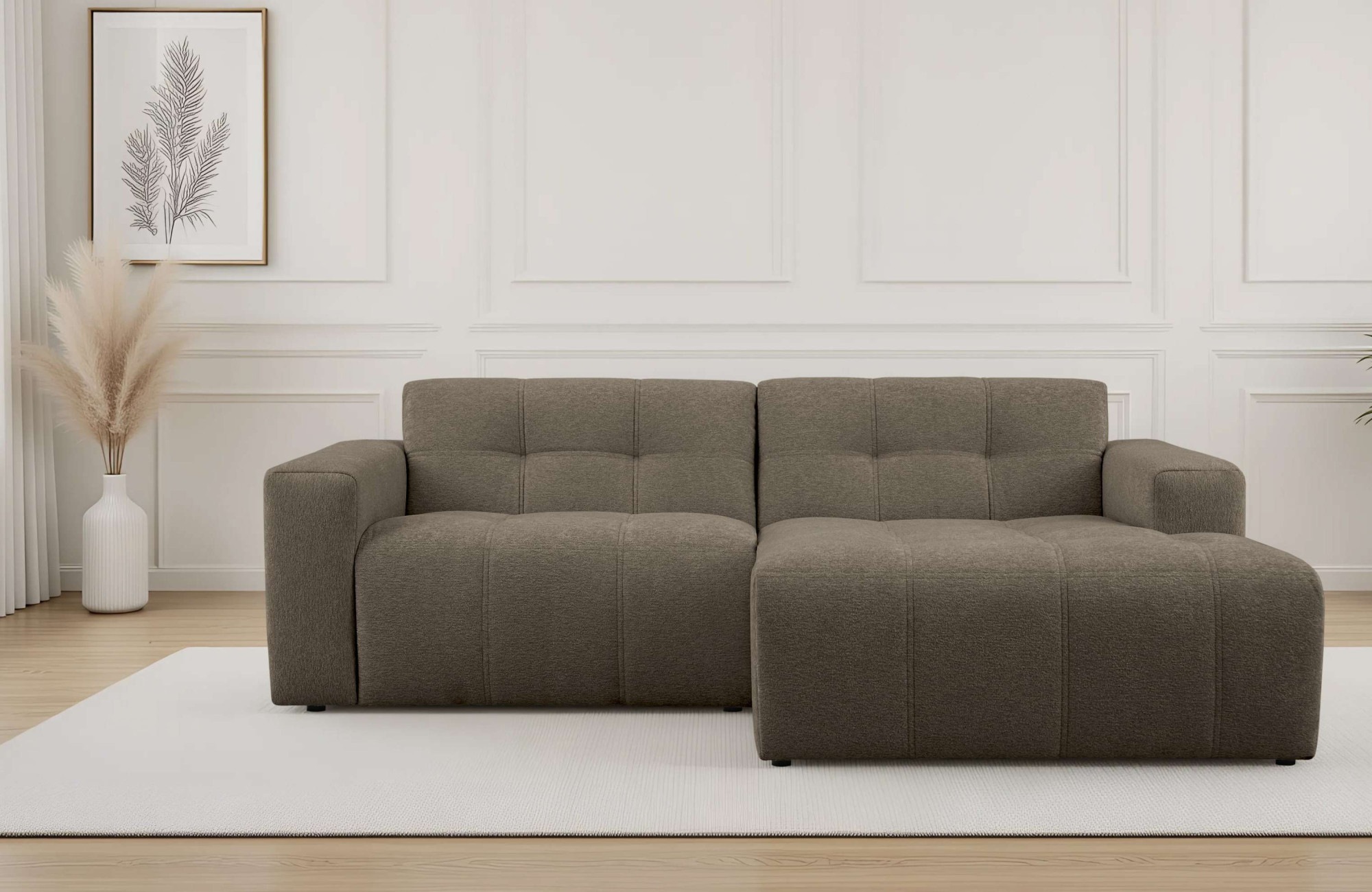 OTTO home Ecksofa "Tapley" Breite 221 cm,Boucle, Struktur fein, mit Knopfst günstig online kaufen