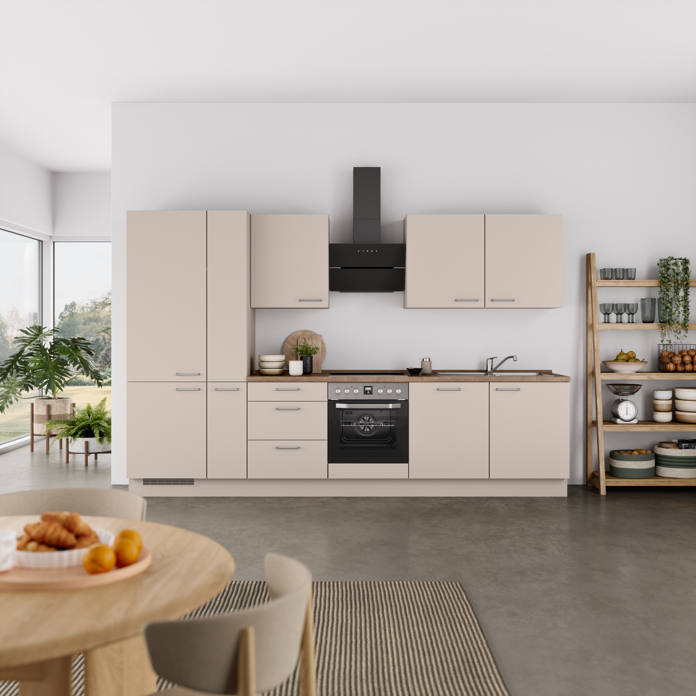 nobilia® Küchenzeile »"Laser II", Ausrichtung wählbar, Breite 330 cm«, vormontiert, wahlw. mit unterschiedlichen E-Geräten-Sets