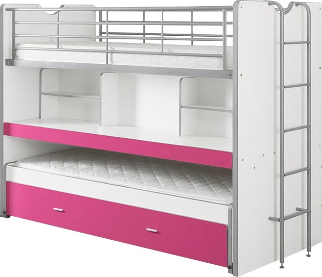 Vipack Hochbett, (Made in Europe), mit 2 Liegeflächen 90 x 200 cm und 1 Bettschublade oder 3. Liegefläche