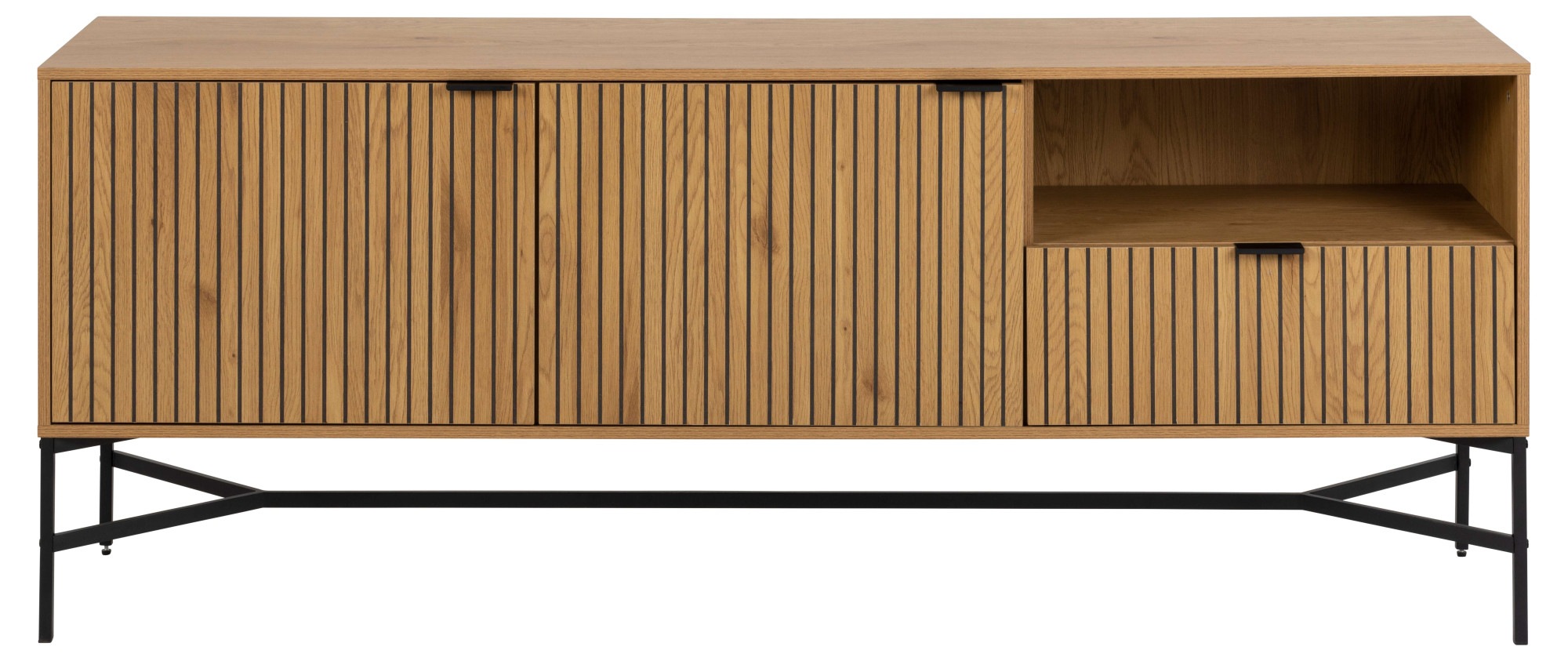 ACTONA GROUP Sideboard »Jaipur Anrichte, Kommode,«, Eiche-Optik, 2 Türen, 2 Einlegeböden, Lamellenfront