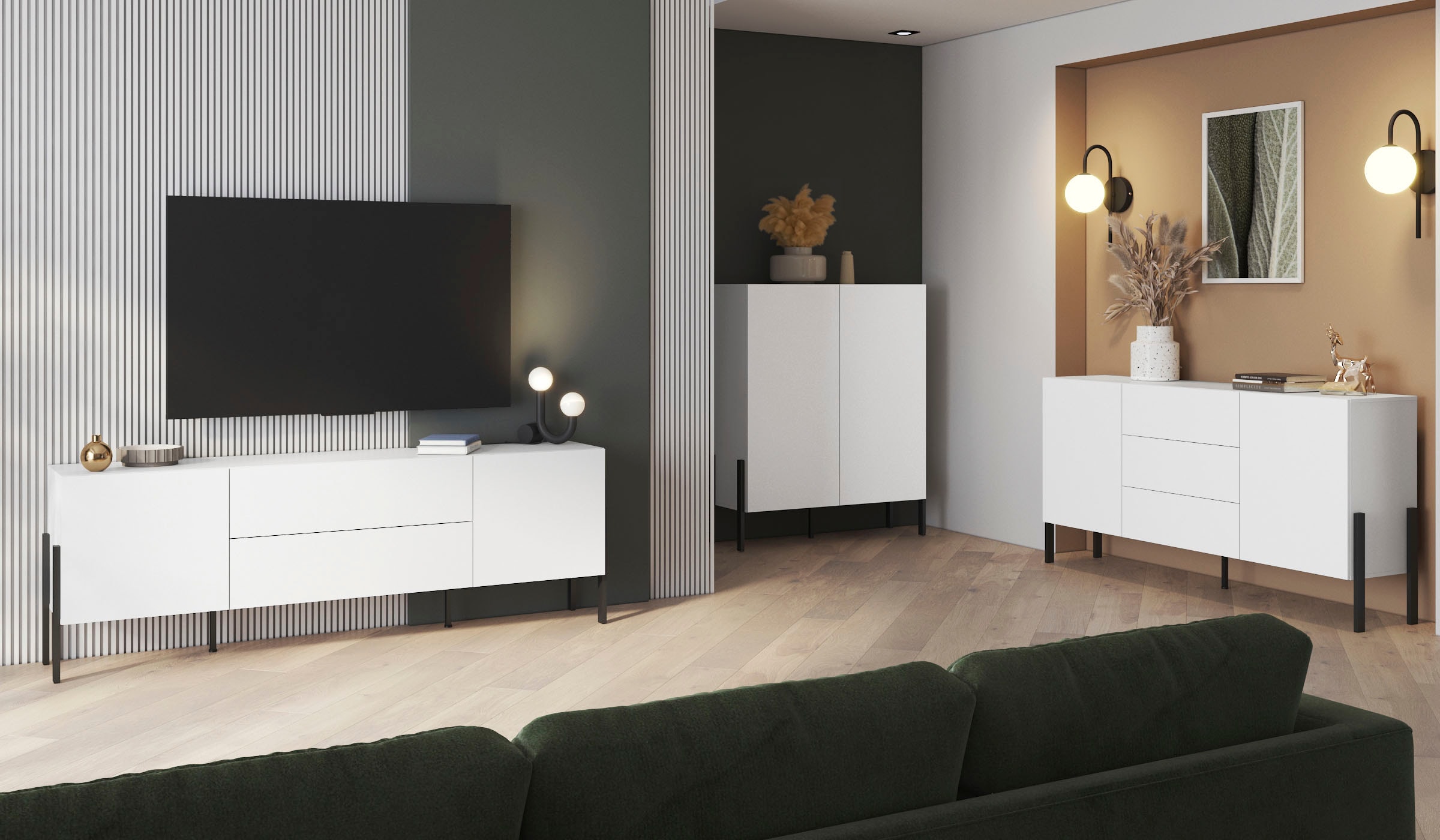 INOSIGN Sideboard »Jukon, Breite 150 bzw.180 cm, moderne grifflose Kommode«, Schubladenschrank 2 Türen/3 Schubkästen, push-to-open-Funktion